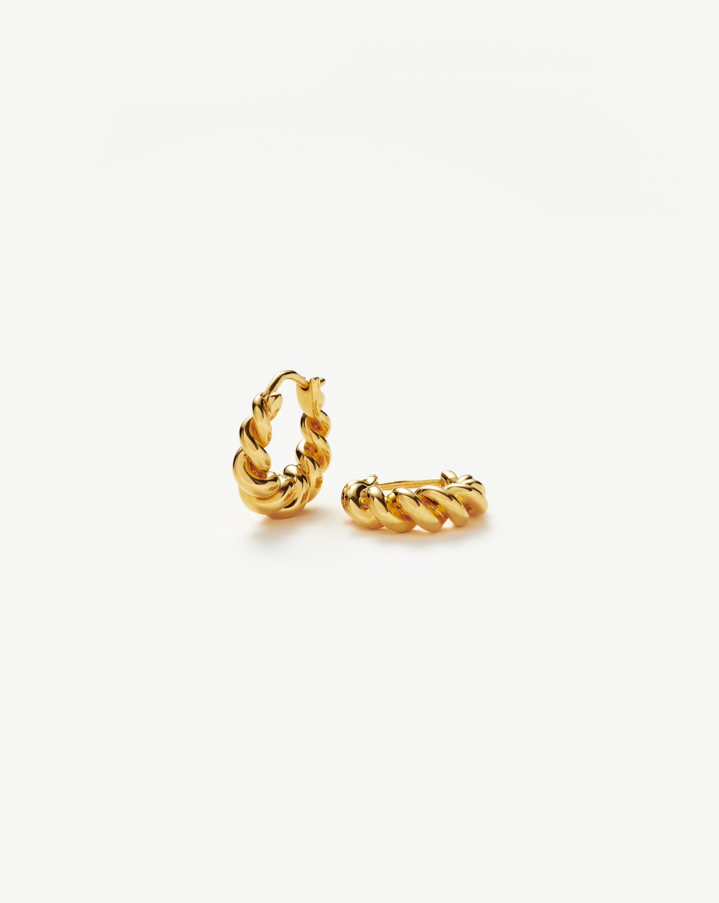 18k Gold Vermeil Small Tidal Hoop Earrings - Trendy Minimalist Jewelry for Women, Everyday Wear & Special Occasions