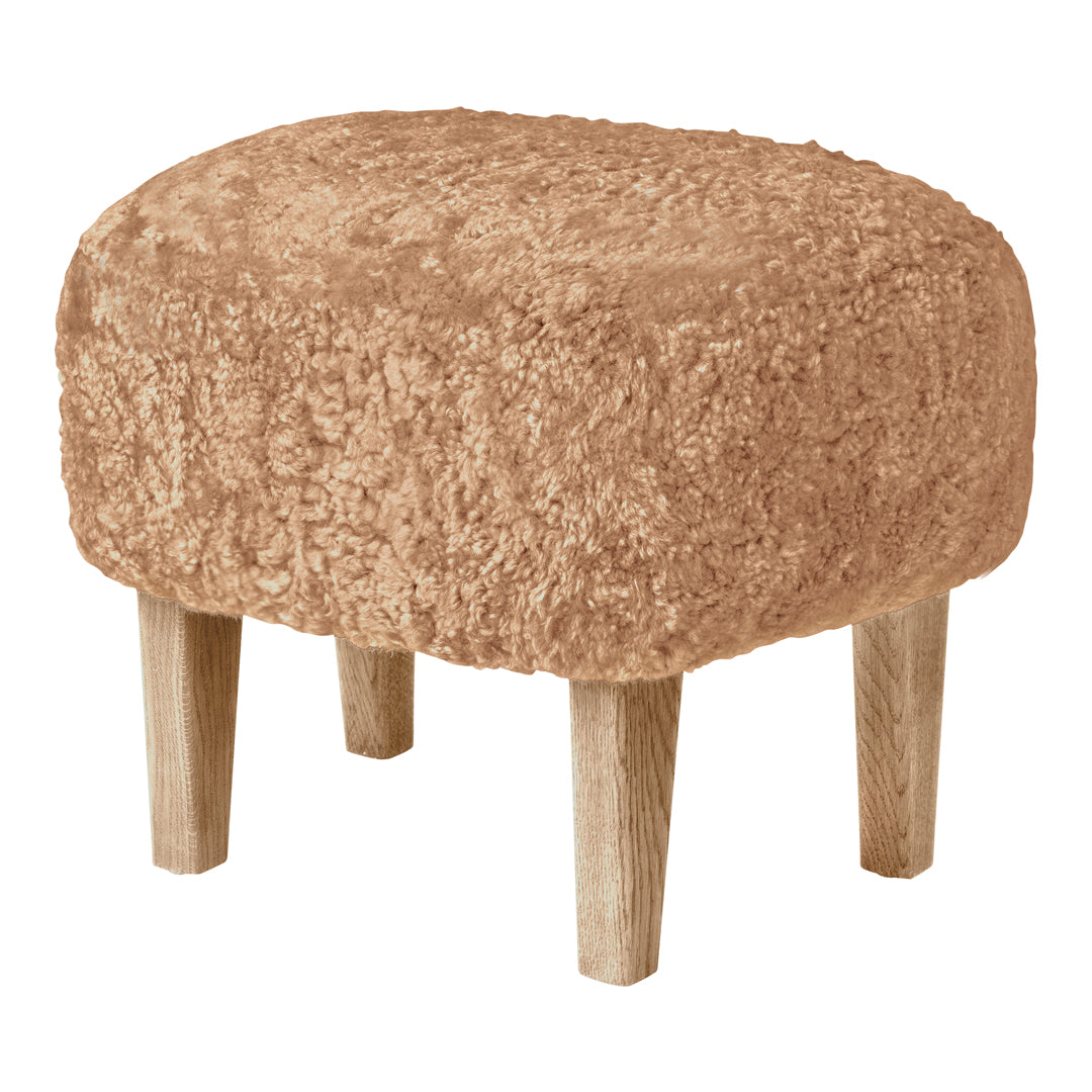 Premium Ingeborg Ottoman with Genuine Sheepskin Cover - Luxurious Footrest & Accent Chair for Living Room, Bedroom, or Office