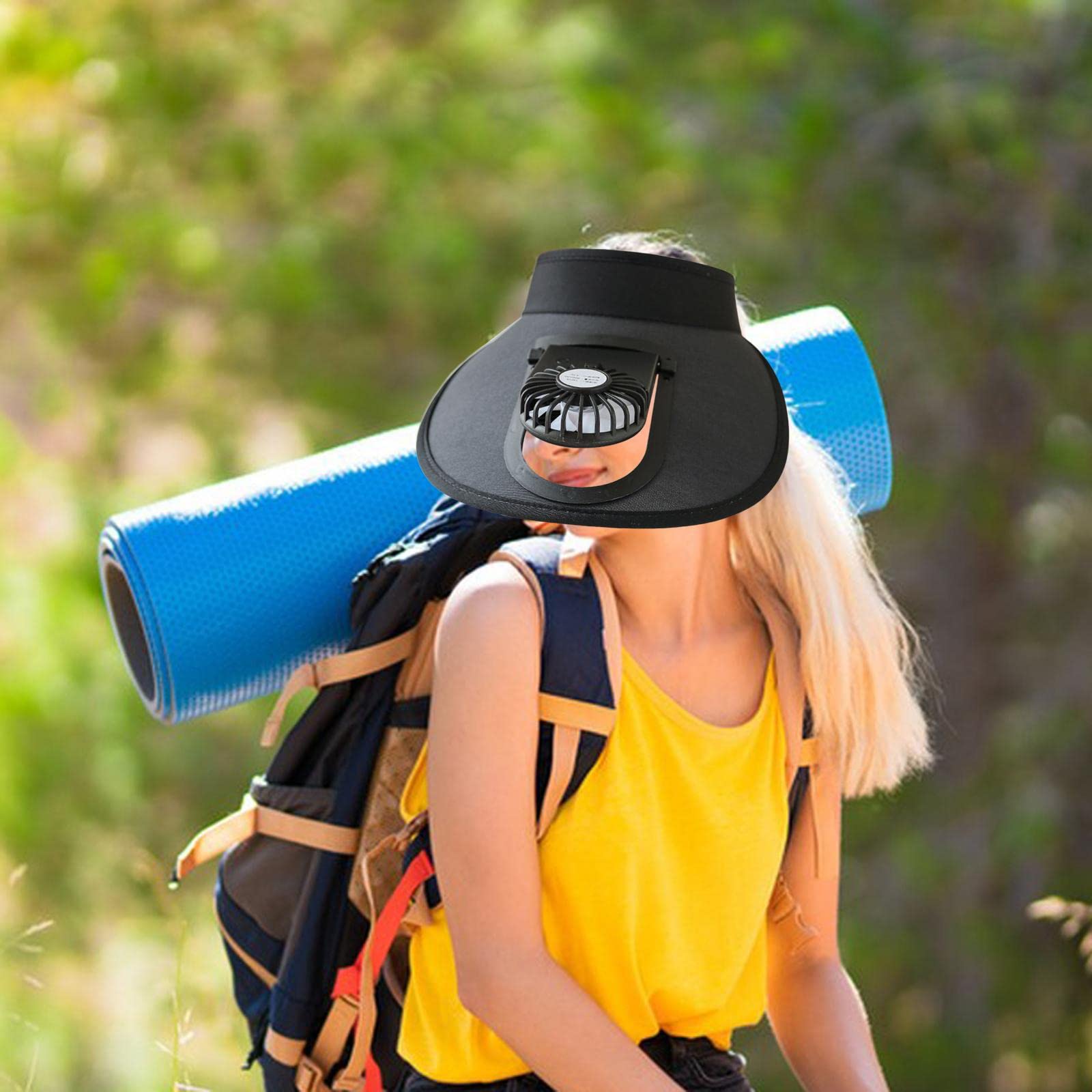 Ronyme Sun Visor Hat with Built-in Cooling Fan - UV Protection Summer Cooling Fan Hat for Women & Men - Perfect for Camping, Hiking, Fishing, Golf, Outdoor Sports & Beach Activities - Black