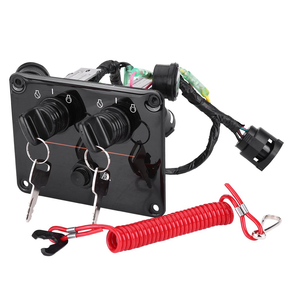 Dual Key Switch Panel Kit 12V 0.1W - 6K1-82570-08-00 Replacement for Outboard Dual Engine Vertical Control - Perfect for Marine Boat Engine Control Systems