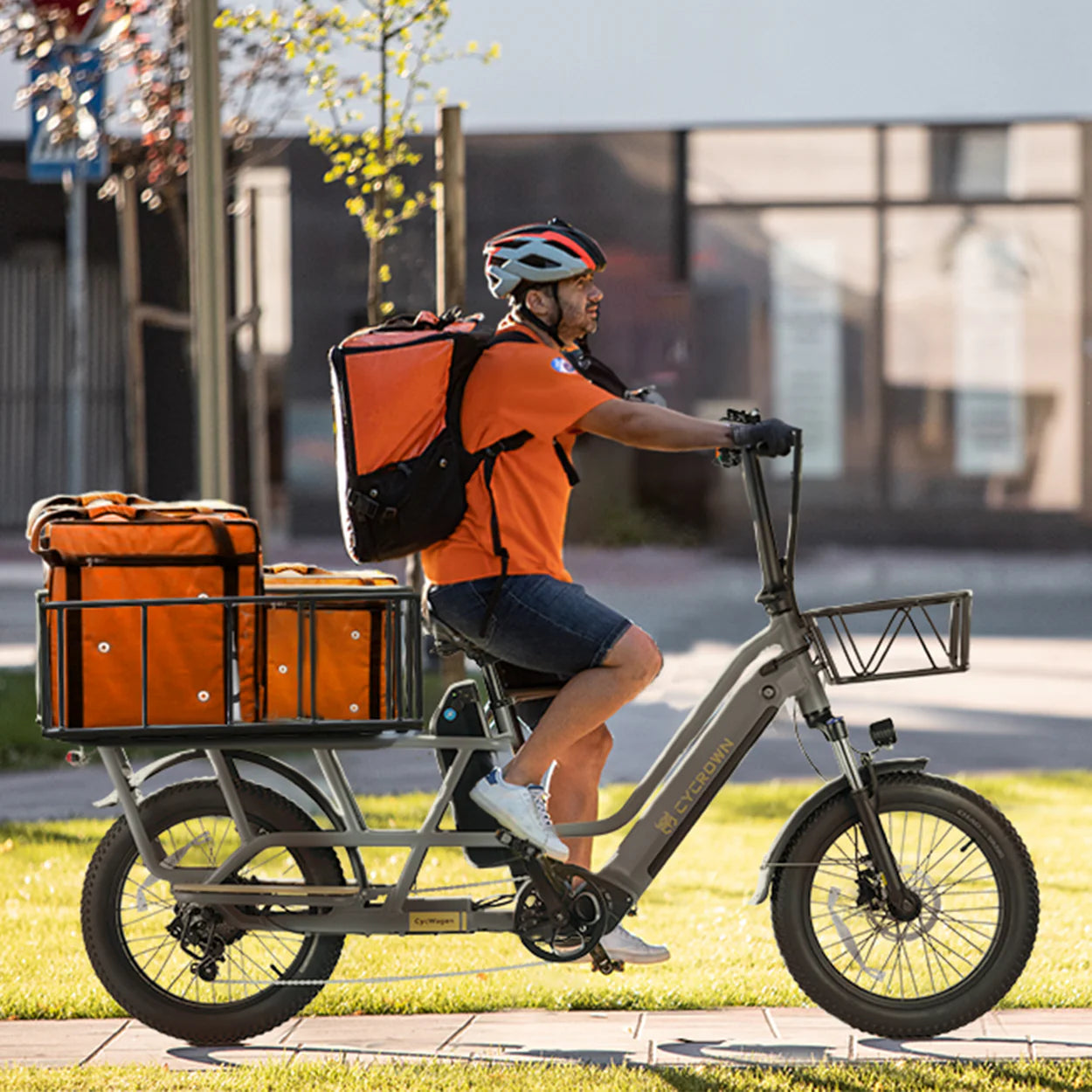 Cycrown CycWagen 48V Cargo Electric Bike with Dual Battery - 28 MPH & 120 Mile Range - Perfect for Urban Commuting, Grocery Shopping & Delivery Services