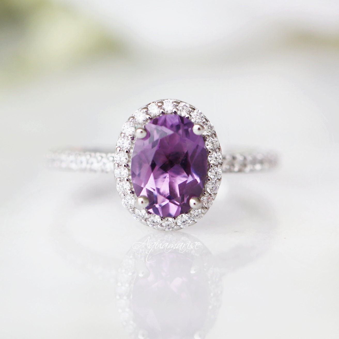 Authentic Iris Amethyst Sterling Silver Ring for Women | Elegant Purple Gemstone Jewelry | Perfect for Valentine's Day, Anniversary & Birthday Gifts