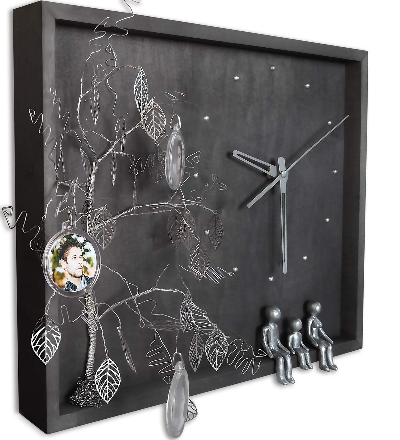 17x12 Personalized Wall Clock - Custom Anniversary, Wedding, Family Gifts for In-Laws, Grandmother & Special Occasions - Elegant Silver Steel/Tin/Aluminum/Iron Design - Perfect for Home Decor, Living Room, Bedroom & Willow Tree Themed Spaces