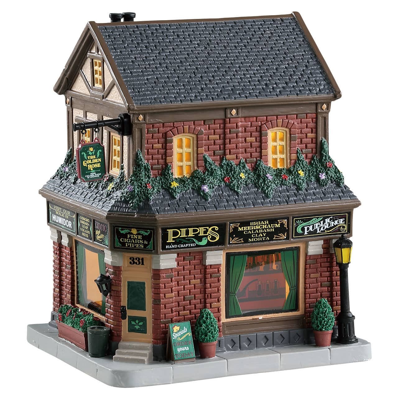 Lemax Village Collection Golden Rose Cigars #85340 - Miniature Collectible Holiday Decor for Christmas Villages & Winter Displays