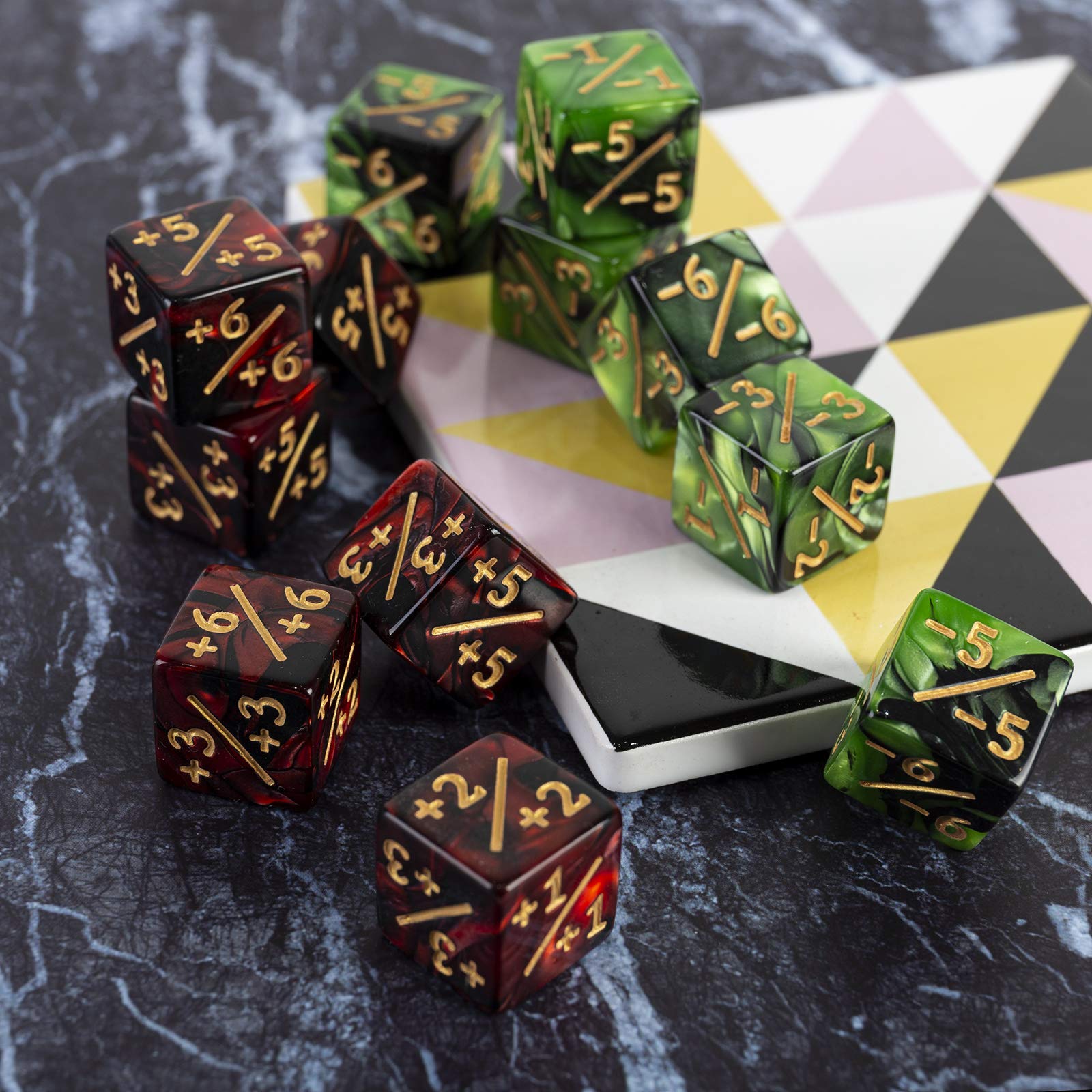 48-Piece MTG Dice Counter Set for Magic The Gathering - +1/+1 Counters, Loyalty & Life Tokens - Premium Ruby & Emerald Gaming Accessories - Perfect for Card Games, Tournaments & Collectors