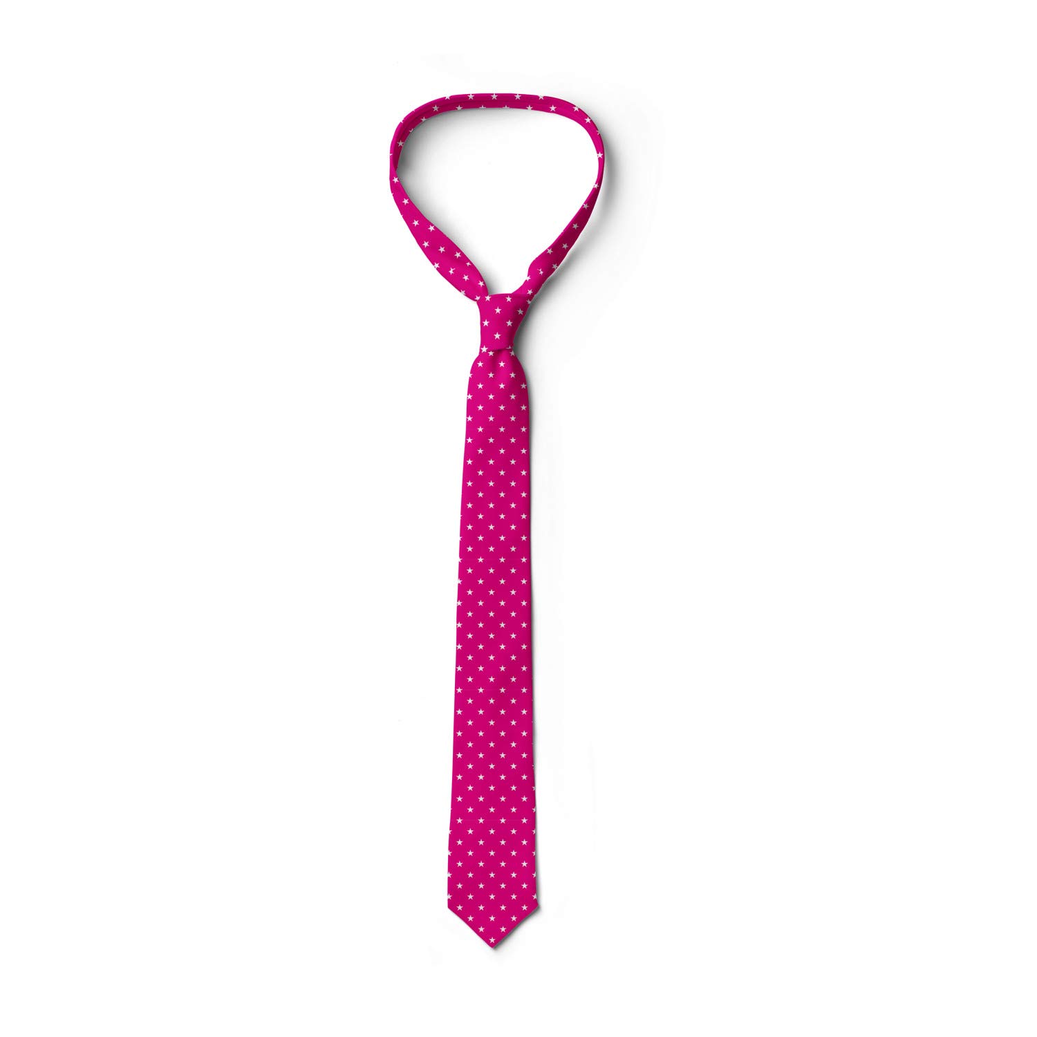 Ambesonne Women's Necktie - White Stars Design, 3.7
