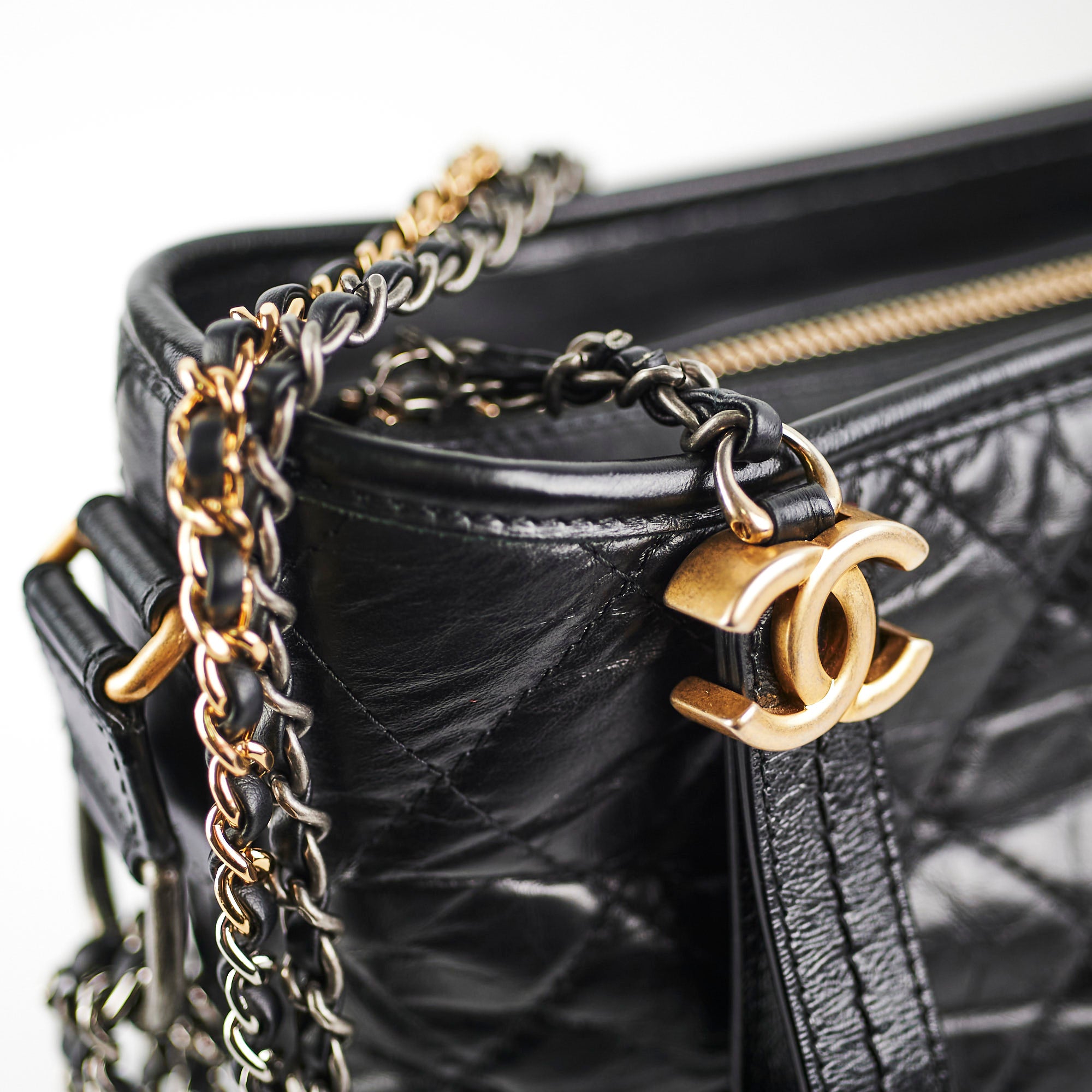 Chanel Medium Gabrielle Black Leather Shoulder Bag 24 Series - Luxury Designer Handbag for Women, Perfect for Work, Travel & Evening Events