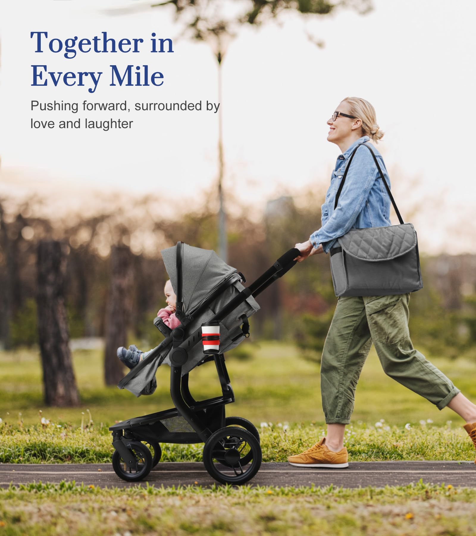 2-in-1 Convertible Baby Stroller with Aluminum Frame & Linen Fabric - Bassinet & Reversible Seat Stroller with Rubber Wheels - Foldable Infant Stroller with Adjustable Backrest & Canopy - for Newborns to 36 Months (Gray) - Perfect for Park Walks, Shopping & Travel