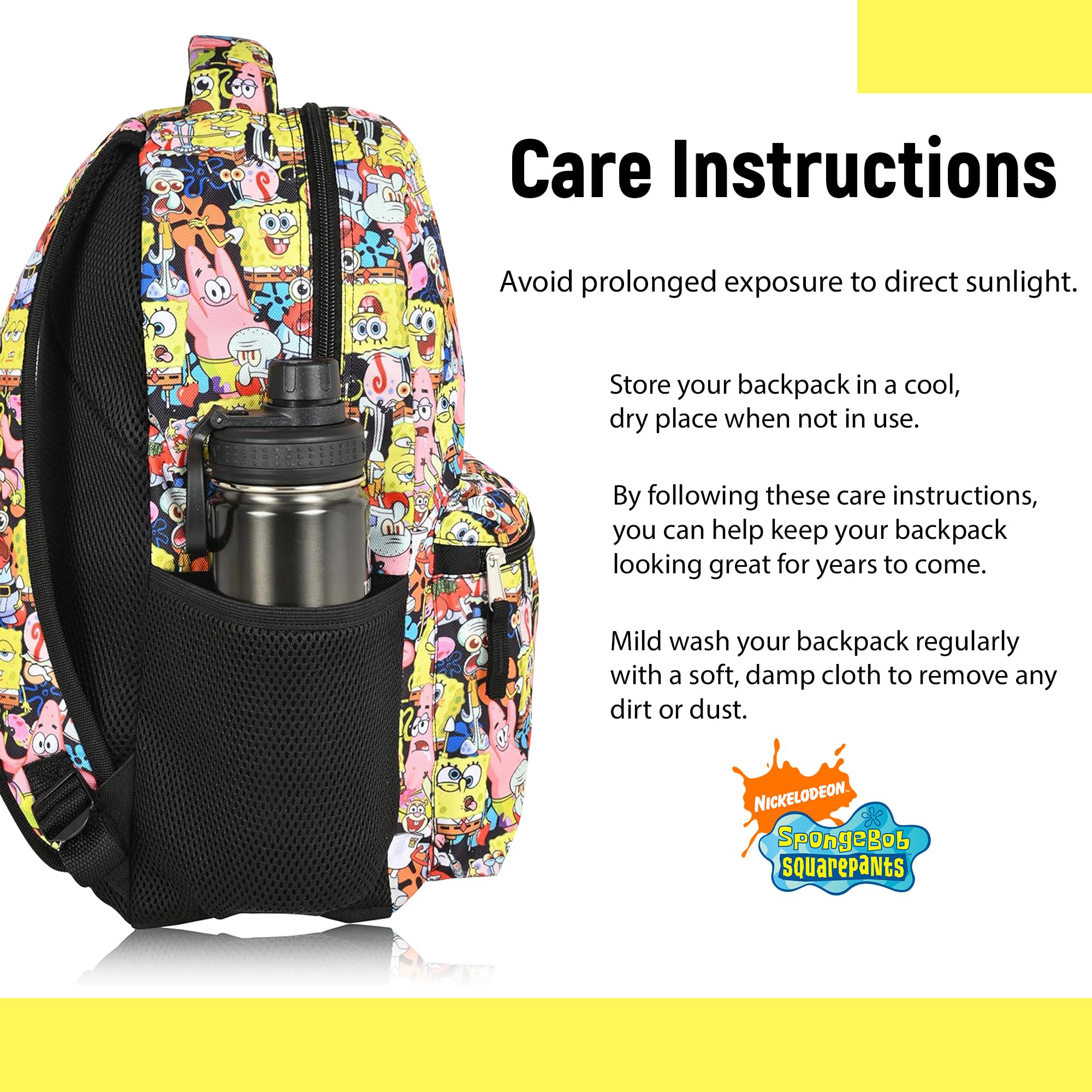 Official Nickelodeon SpongeBob SquarePants Backpack for Kids & Adults - Licensed SpongeBob Bookbag for School, Travel & Everyday Use | Perfect Gift for Boys & Girls