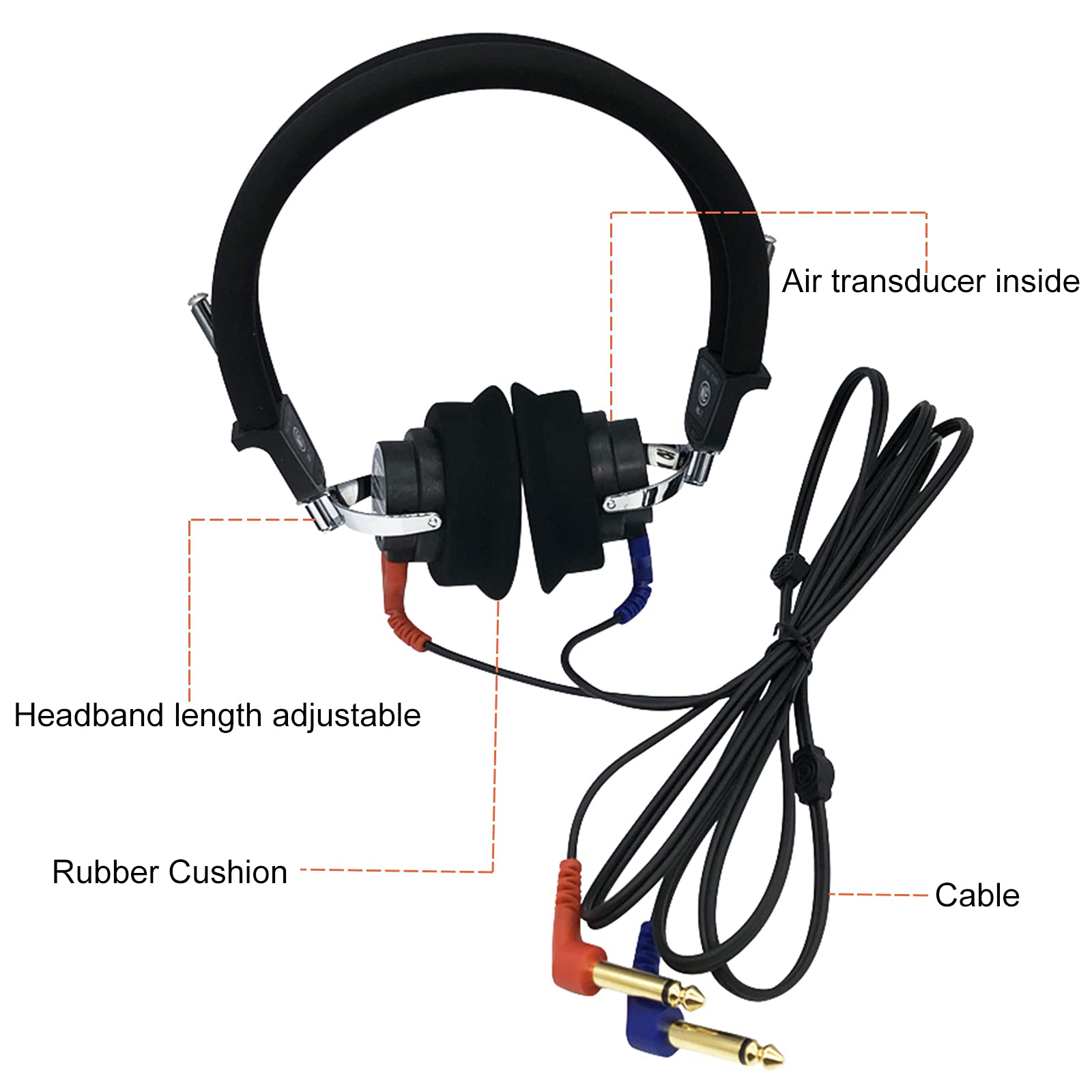 Anico Audiometer Earphone Air Transducers - Professional Hearing Test Headset with Noise Reduction Technology (Black) - Ideal for Audiologists, Clinics & Home Hearing Tests