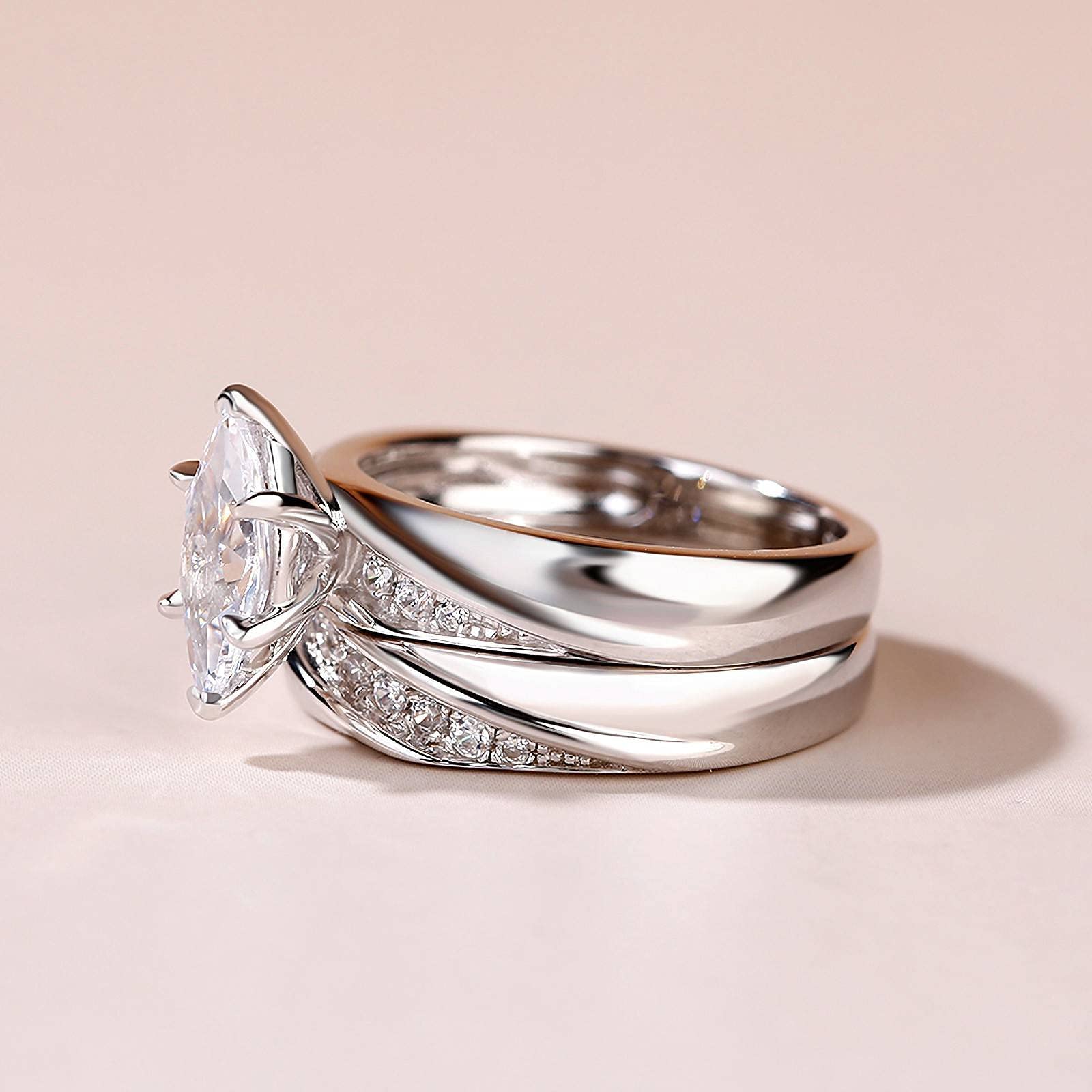 Jeulia 925 Sterling Silver Wedding & Engagement Rings for Women - 1.6ct Main Stone + 0.32ct Side Stones, Bridal Set, Anniversary & Promise Ring | Perfect for Proposals, Weddings, Anniversaries & Romantic Gifts