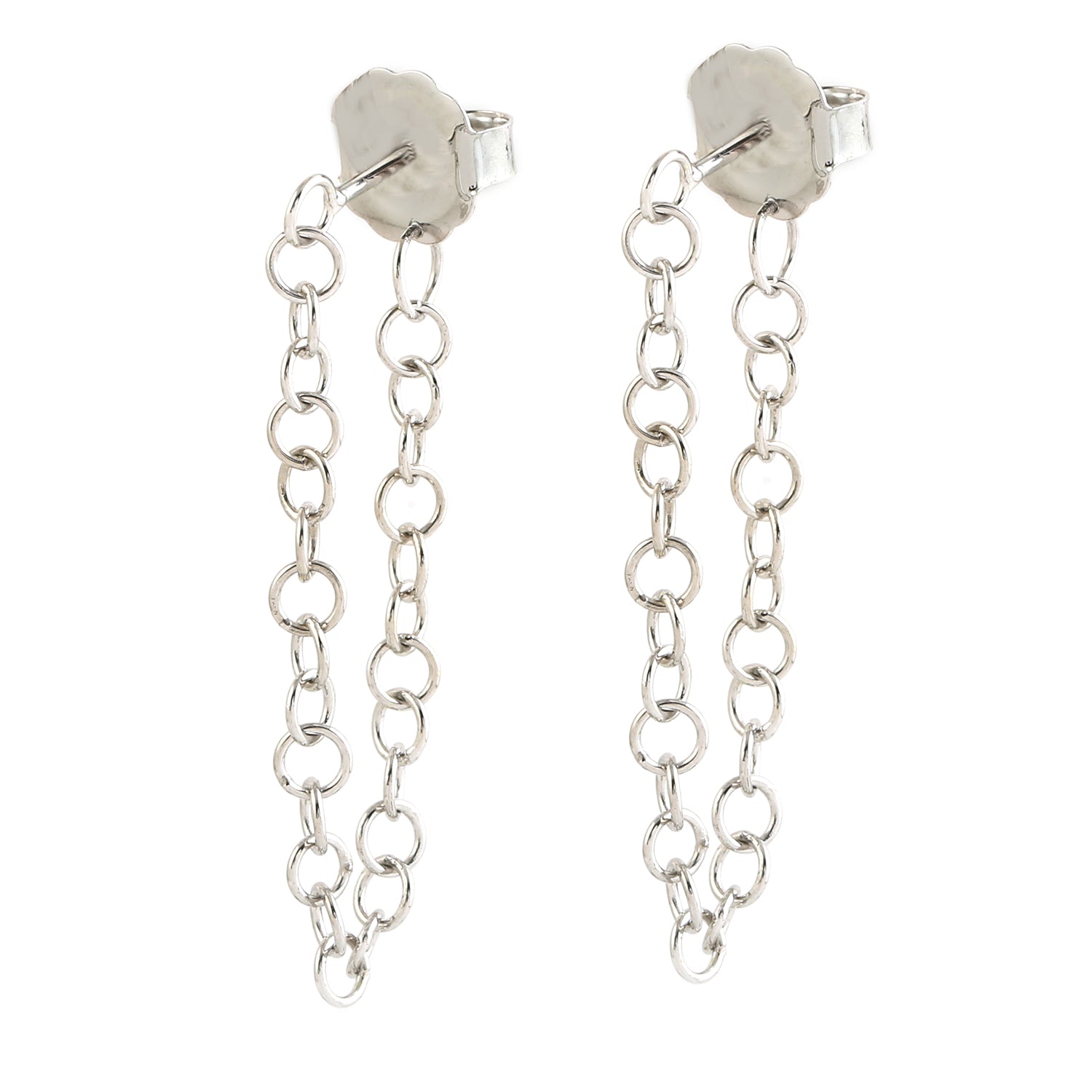 14K White Gold Simple Chain Threader Earrings for Women - Elegant Dangle Earrings for Parties, Weddings & Everyday Wear