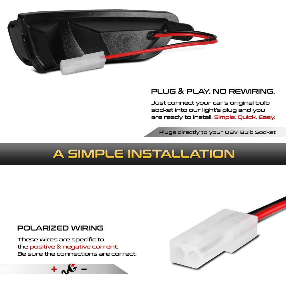 VIPMOTOZ Sequential Amber LED Tube Side Mirror Turn Signal Lights - Compatible with 2011-2023 Chrysler 300 - Smoked Tinted Lens & Black Housing - Driver & Passenger Side Pair Set - Enhances Safety & Style for Night Driving and Custom Car Looks