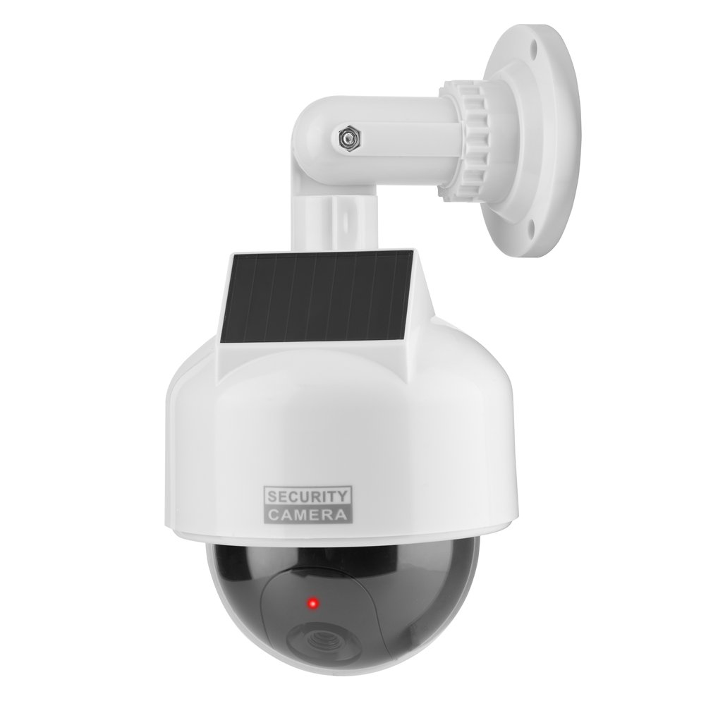ASHATA Realistic Dome Security Camera - Solar Powered, Waterproof, with Flashing LED Light for Indoor & Outdoor Use - Ideal for Home, Warehouse, and Shop Surveillance