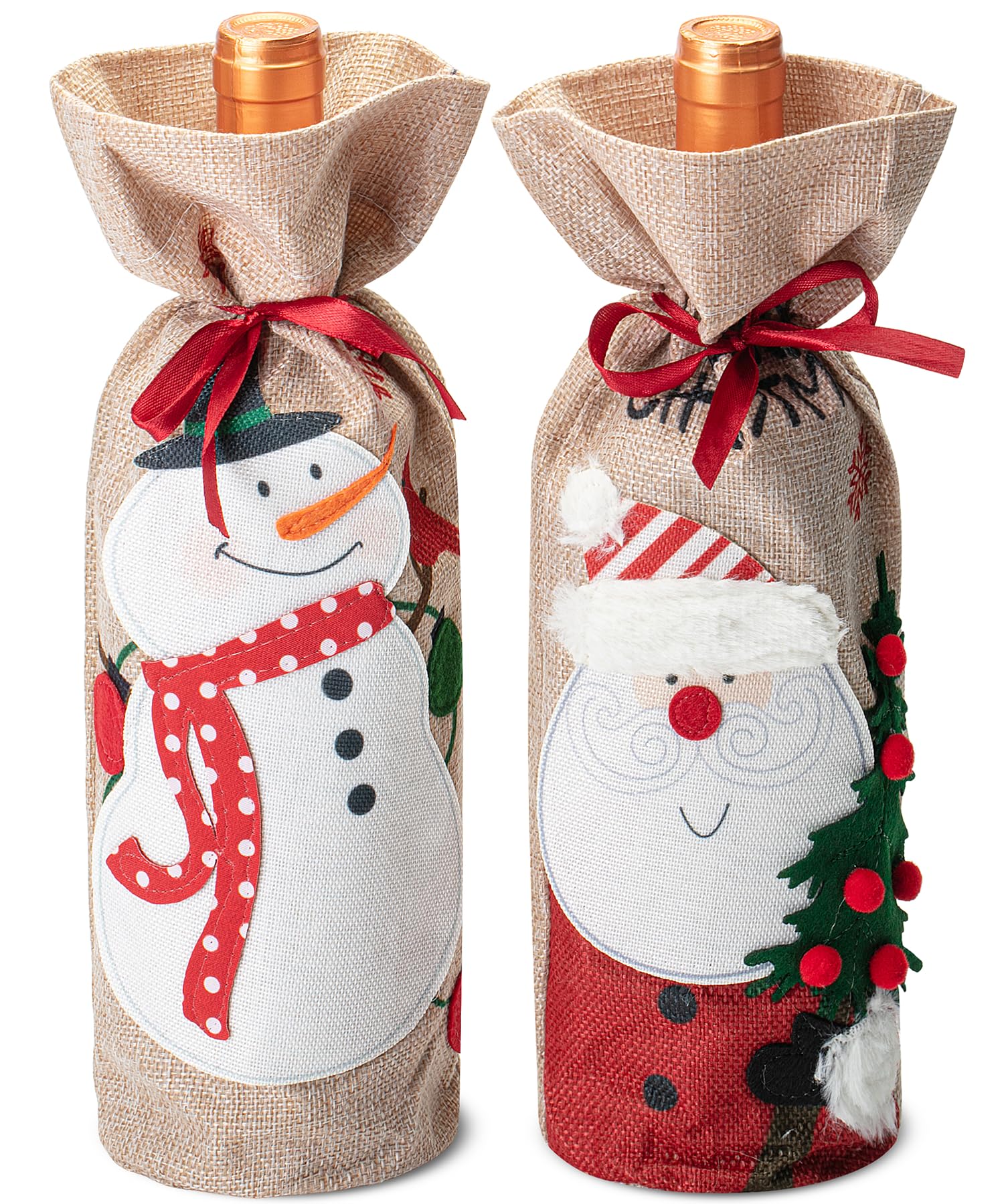 Mr. Pen Christmas Wine Bags 2 Pack - Burlap Drawstring Wine Bottle Gift Bags for Holiday Gifting, Party Favors & Festive Decor (Red & Green) - Perfect for Christmas Parties, Hostess Gifts & Wine Lover Presents