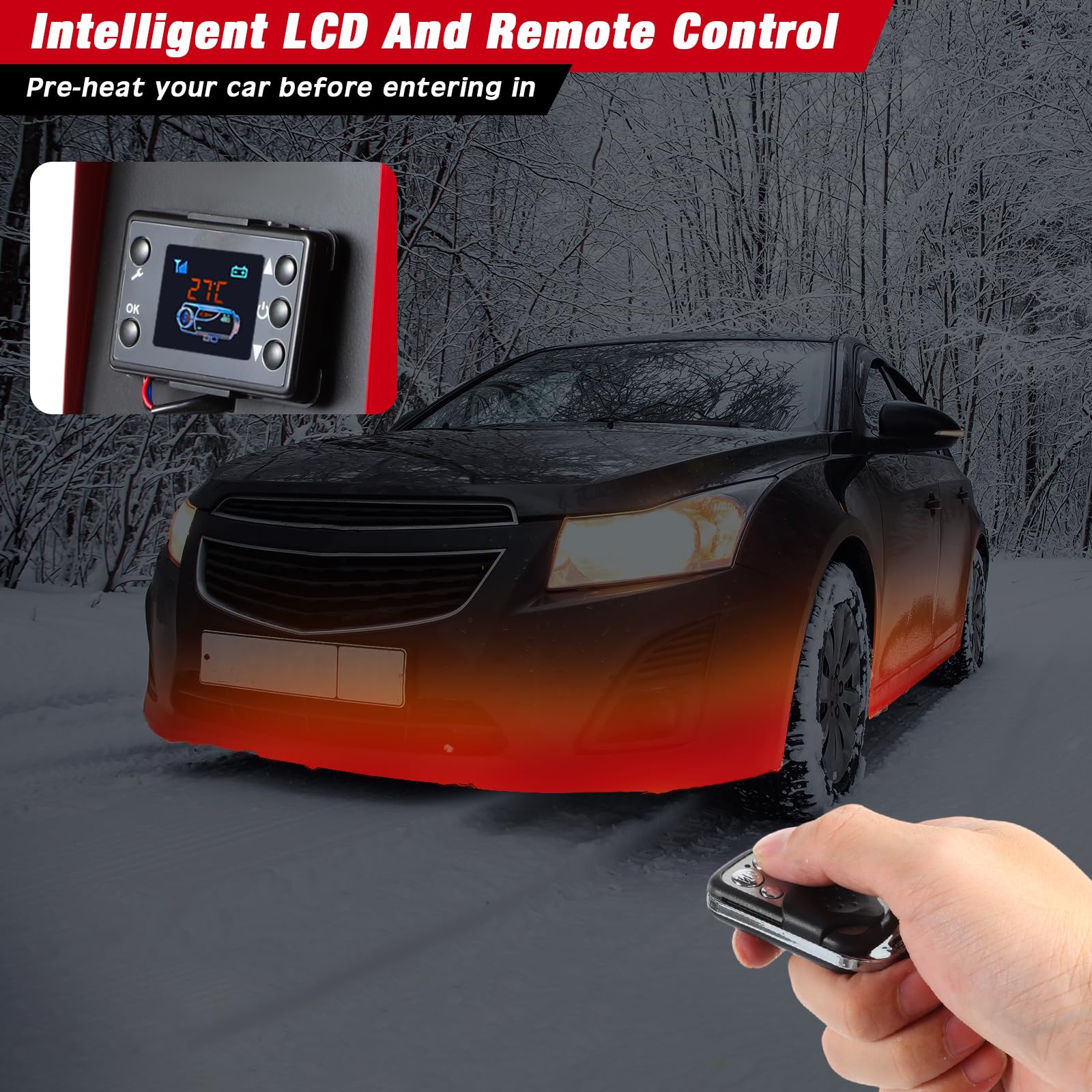 3 Pcs 12V 8KW Portable Diesel Air Heater with LCD Monitor & Remote Control - All-in-One Diesel Heater Kit for Trucks, RVs, Campers - Includes 2