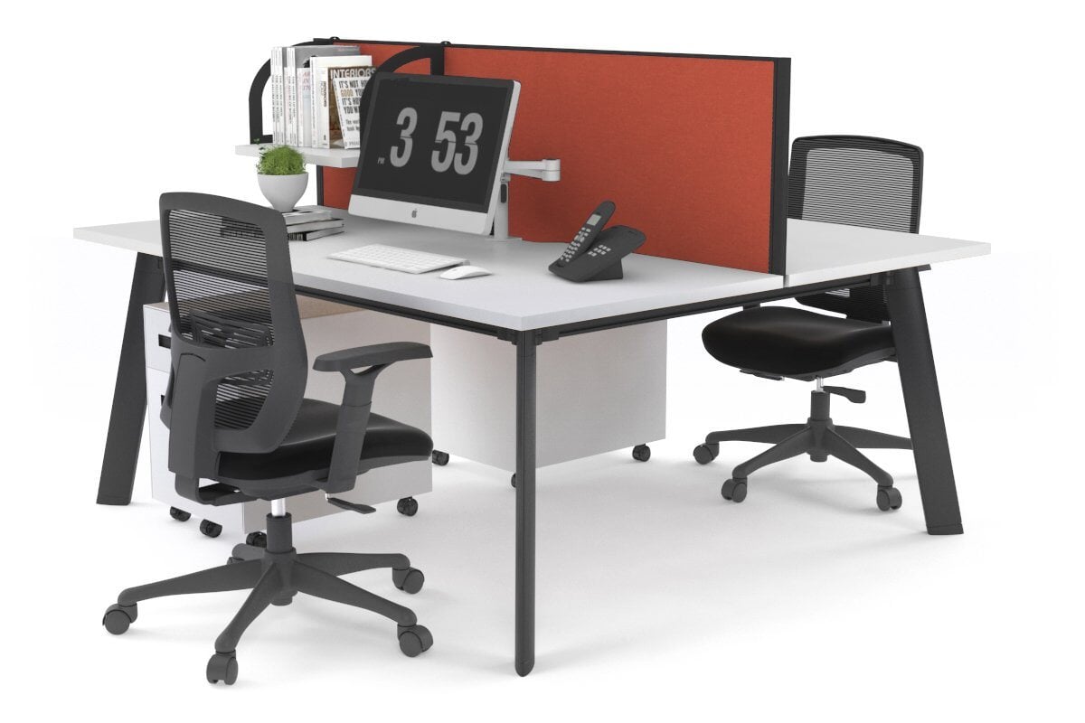 2 Person Workstation Black Frame - 1400L x 800W with Cable Management | Dual Office Desk for Home & Business | Perfect for Shared Workspaces & Collaborative Environments