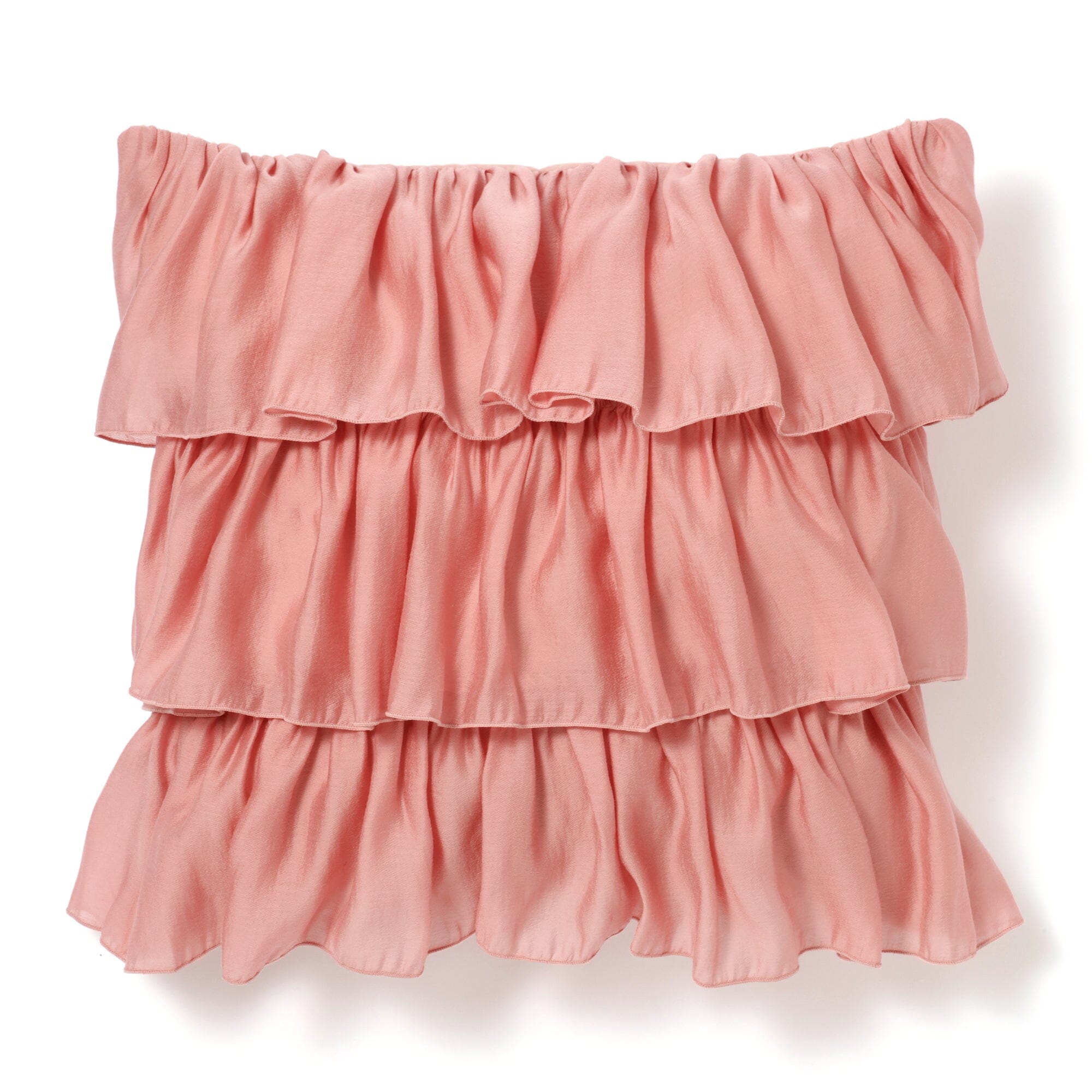 Elegant Pink Chiffon Frill Cushion Cover 18x18 Inches - Soft Decorative Pillow Case for Living Room, Bedroom, Sofa & Home Decor