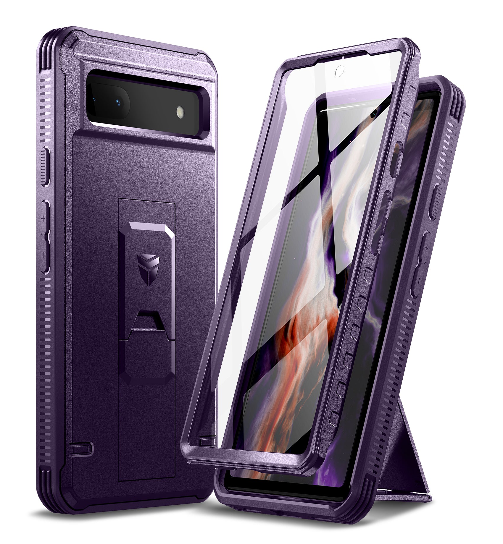 Dexnor Heavy Duty Shockproof Rugged Case for Google Pixel 6A with Built-in Screen Protector, Full Body Bumper & Kickstand - Perfect for Outdoor Activities, Work & Travel Protection