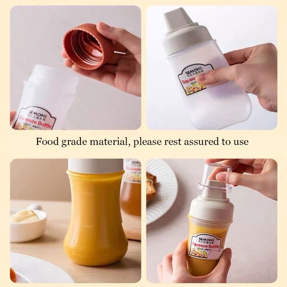 Ramkuwar 3-Piece BPA-Free Squeeze Bottles with Measurement Marks - Perfect for Ketchup, BBQ Sauce, Syrup, Condiments & Paint - Ideal for Home Kitchen, Restaurants & DIY Projects