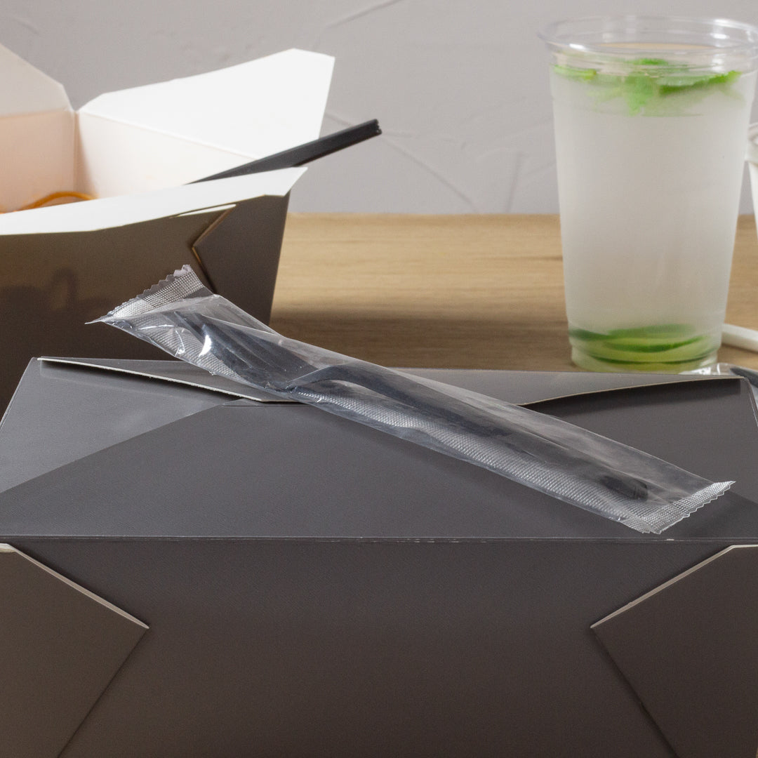 Eco-Friendly Black CPLA Plastic Forks - 250 Count, Heat Resistant, Compostable, 6.5 Inch Disposable Cutlery for Parties, Picnics & Catering