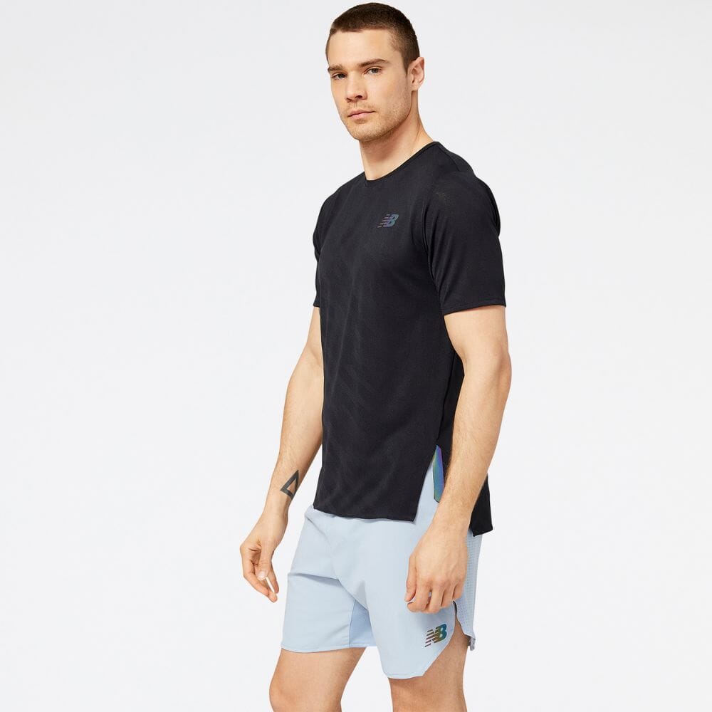 New Balance Men's Q Speed Jacquard ICEx Performance Short Sleeve Shirt - Lightweight Athletic Top for Running, Gym & Casual Wear