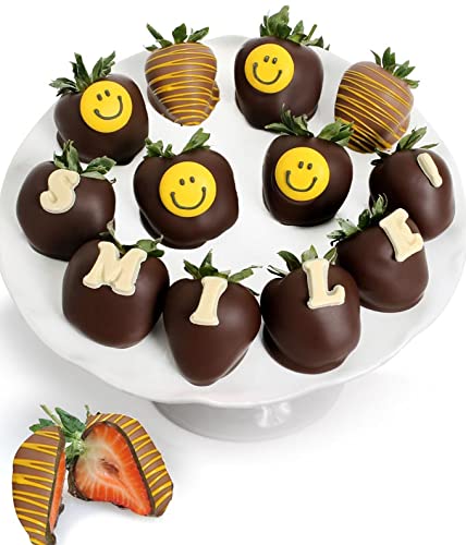 From You Flowers - SMILE Chocolate Covered Strawberries Gift Box for Birthday, Anniversary, Get Well, Congratulations, Thank You | Perfect for Romantic Surprises, Corporate Gifts & Special Celebrations