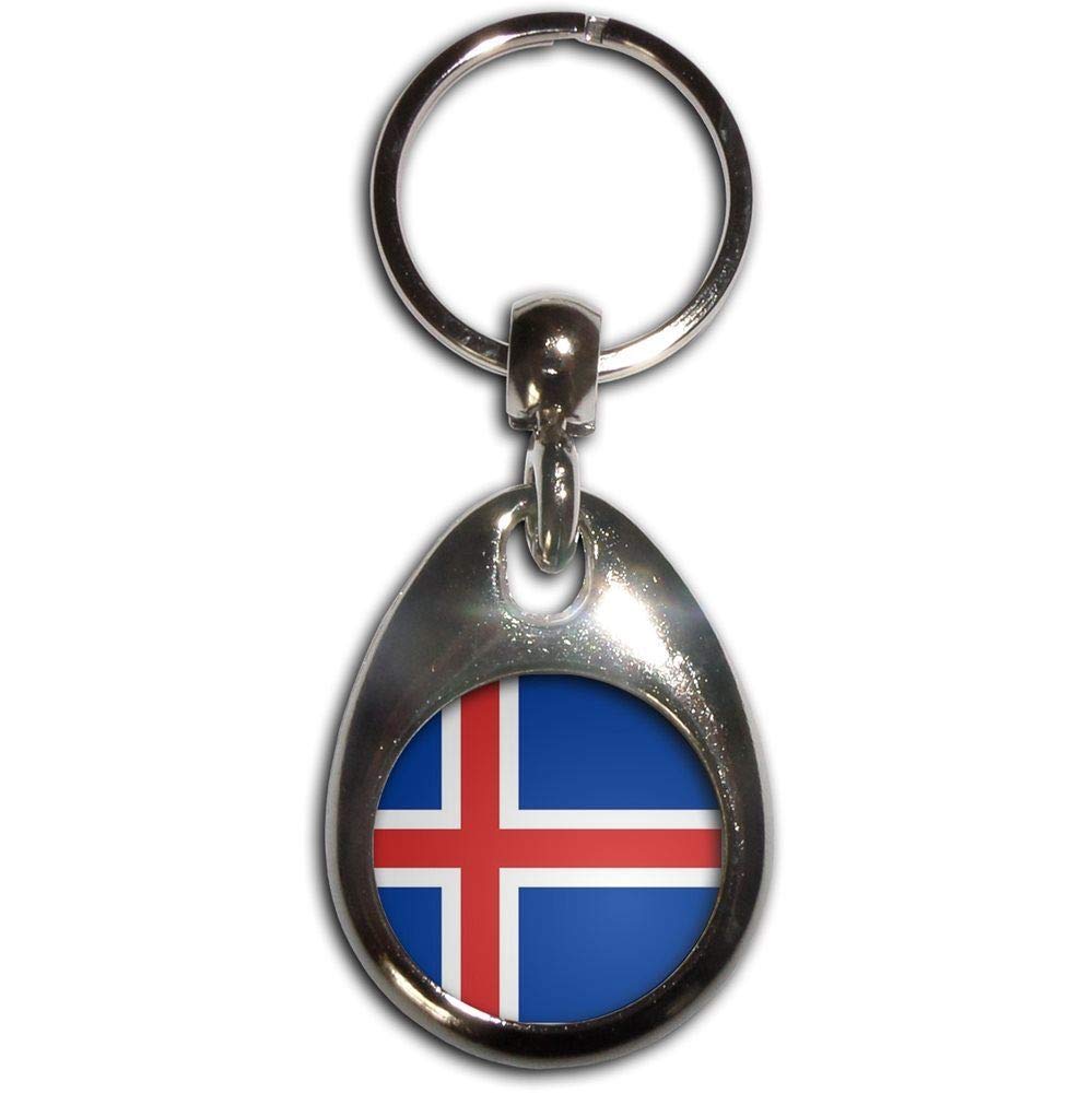 Iceland Flag Keychain - Chrome Tear Drop Double Sided for Travel & Gifts