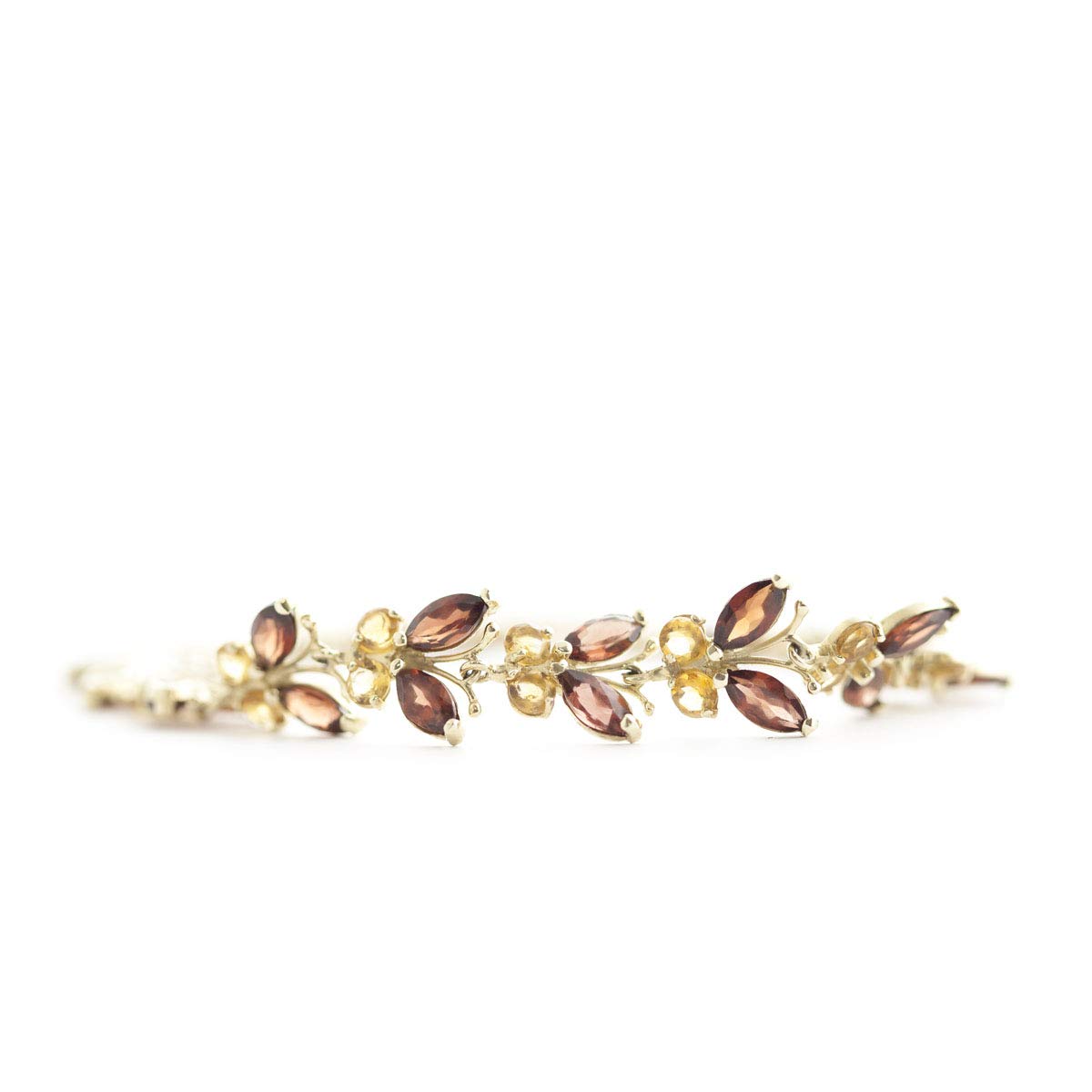 14K Solid Gold Butterfly Bracelet with 16.5 Carat Garnet & Citrine - Elegant Jewelry Gift for Women, Perfect for Weddings, Anniversaries & Special Occasions