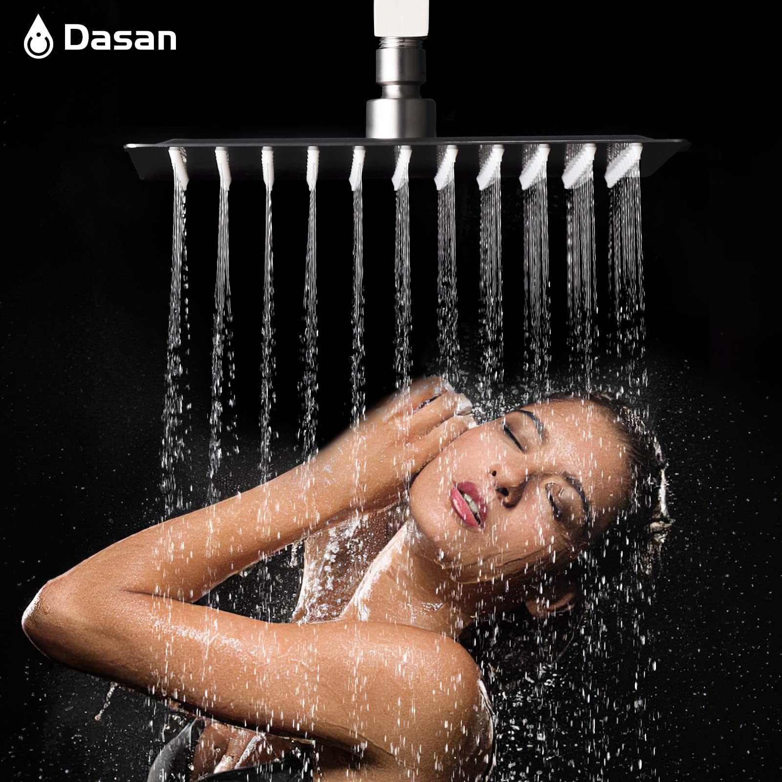 Premium DASAN Full Body Shower System - 6 Body Spray Jets, 12'' Rain Shower Head & Handheld Shower - Brushed Nickel Ceiling Mount Shower Faucet Set with Valve (SA-SS03ABN-S12C) - Perfect for Spa-Like Luxury Bathroom Experience