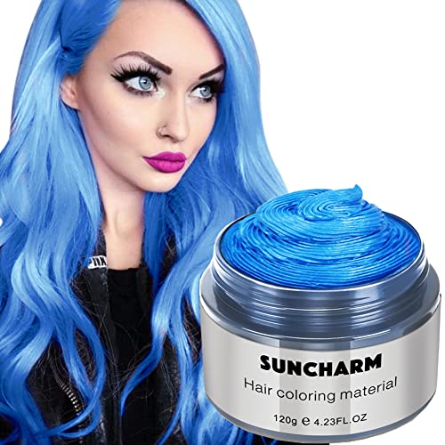 Temporary Blue Hair Wax - Wash Out Hair Color Wax for Men & Women | Non-Permanent Hair Dye & Styling Cream | Perfect for Parties, Cosplay & Bold Hairstyles