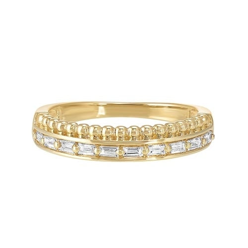 14K Yellow Gold Diamond Double Decker Wedding Band for Women - Anniversary, Engagement & Bridal Jewelry Gift - Perfect for Romantic Occasions & Special Celebrations