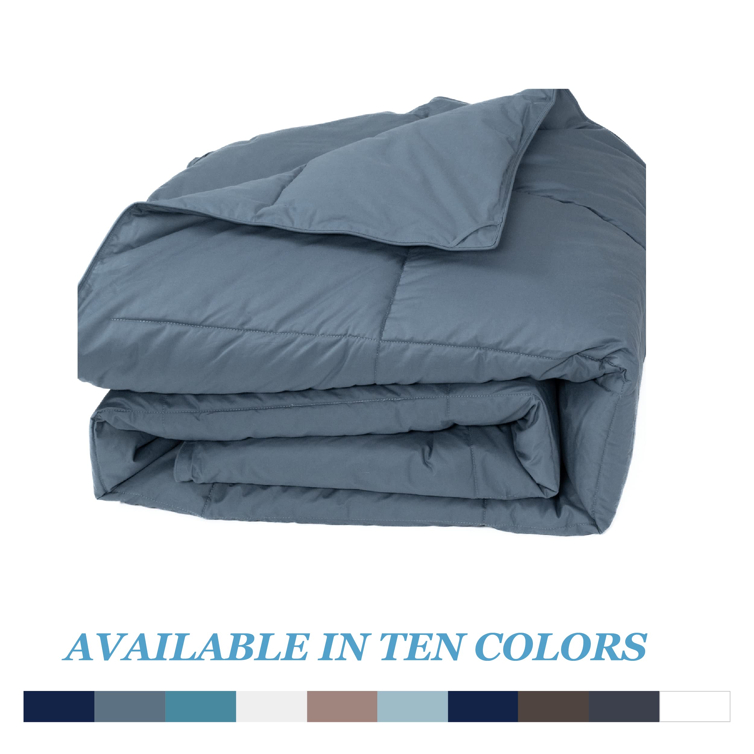 Premium Medium Warmth Down Comforter with Duvet Corner Loops - Twin/Long Twin Size - Soft Denim Fabric - Ideal for Cozy Bedrooms & Guest Rooms