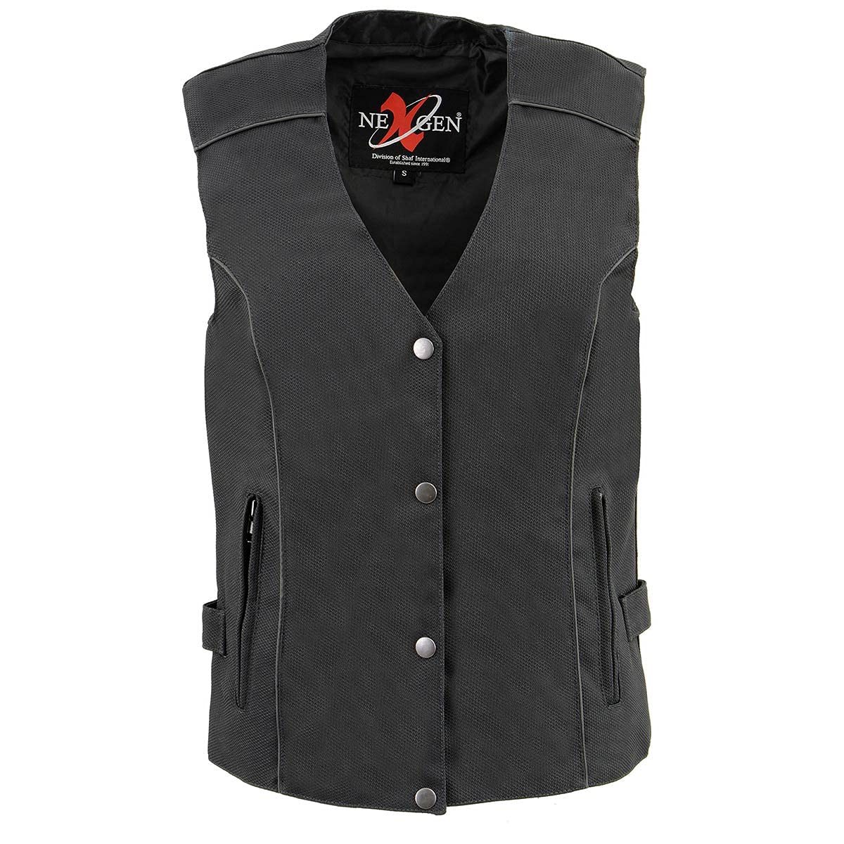 Milwaukee Leather SH1955 Women's Black Textile Vest with Wing Embroidery - Stylish Motorcycle Riding Gear for Ladies