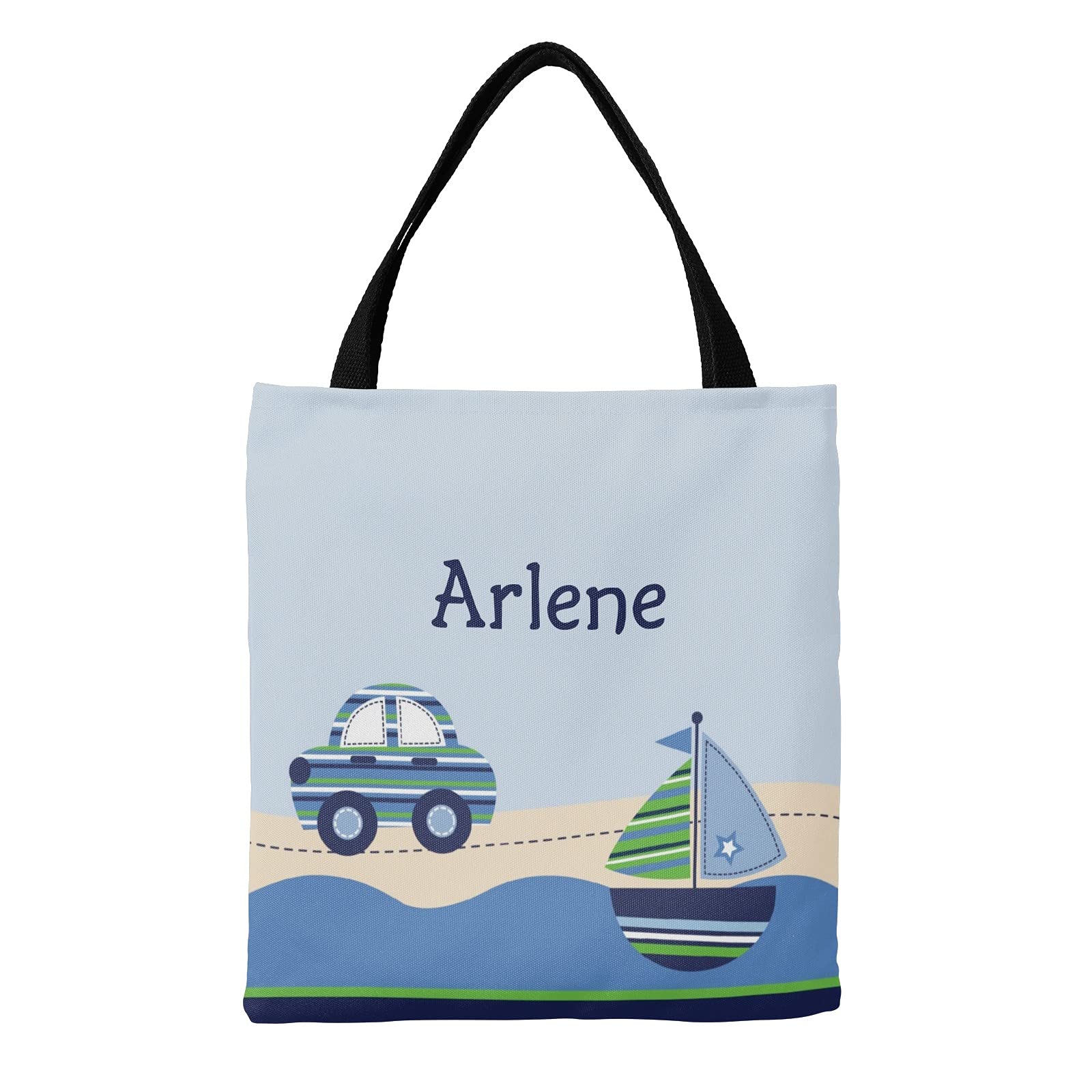 Blue Racing Car Personalized Canvas Tote Bags for Women & Kids - Reusable Shopping Bags, Travel Tote, School Handbag Gift - Perfect for Groceries, Beach Trips & Daily Commute