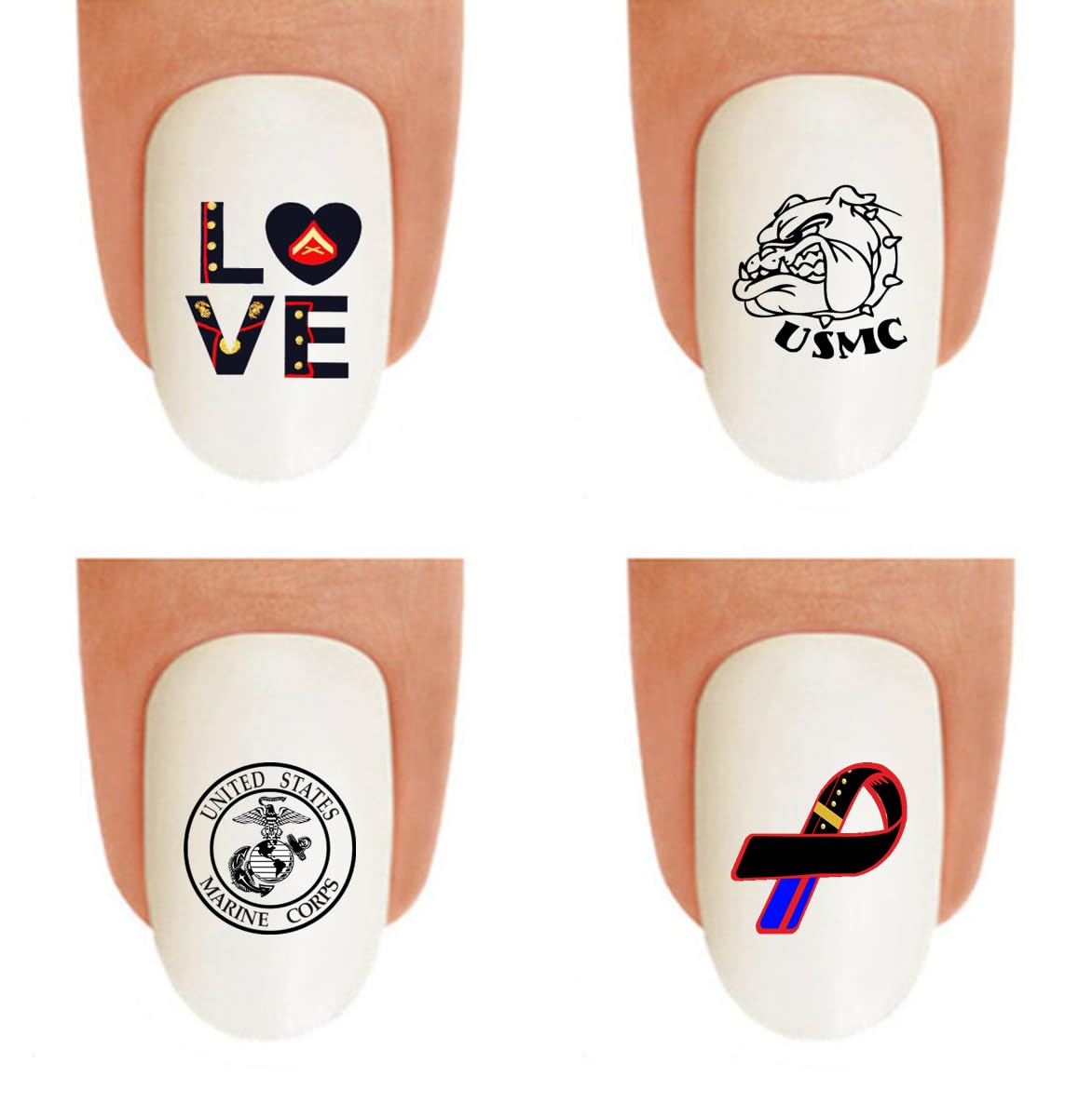 Military & Marine Love Ribbon WaterSlide Nail Decals - Salon Quality DIY Nail Art Stickers & Transfers for Professional Manicures & Home Nail Care