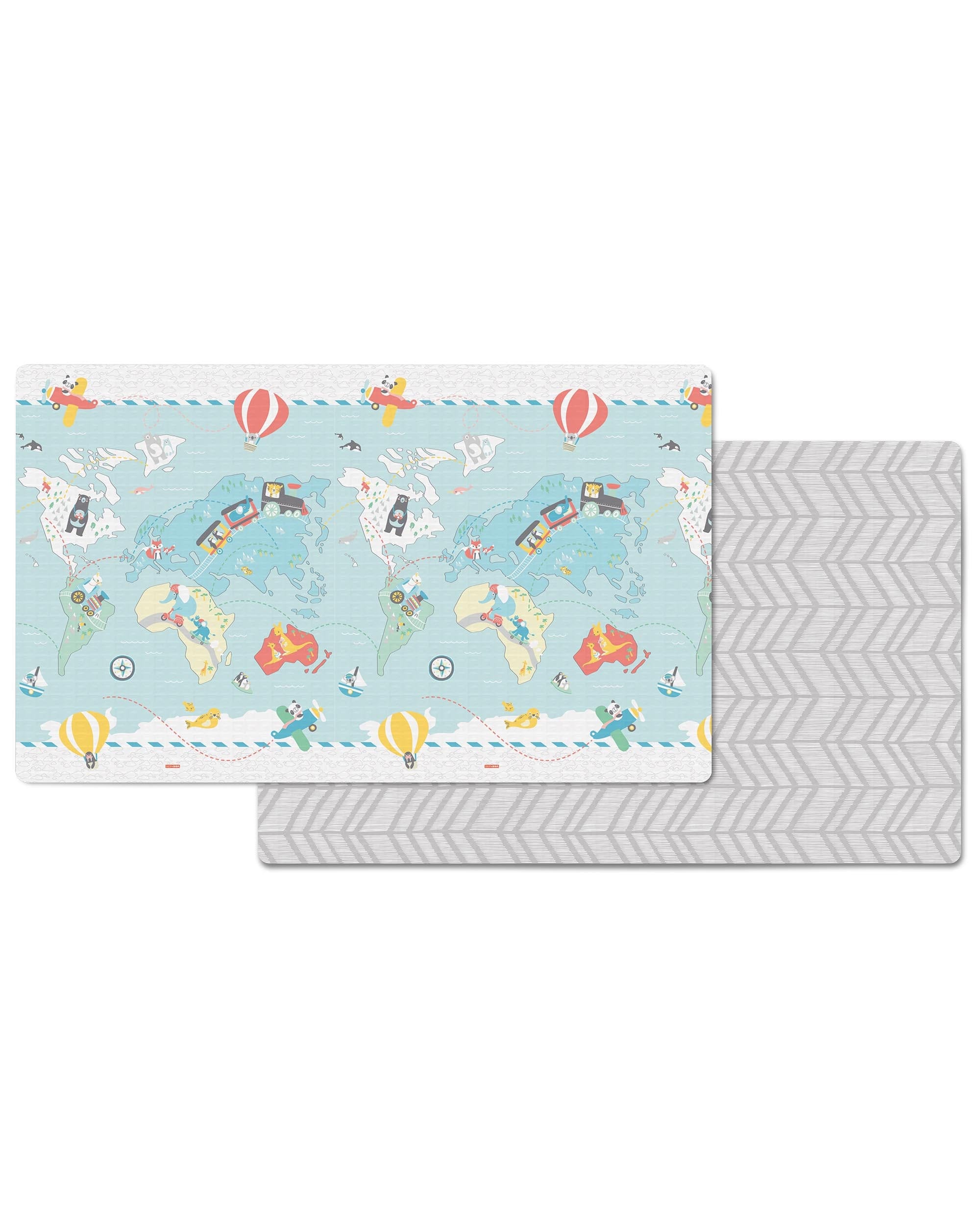 Skip Hop DoublePlay Reversible Playmat for Babies - Soft & Durable Activity Mat for Playtime, Tummy Time & Nursery Decor - Waterproof & Easy to Clean (Grey Chevron)