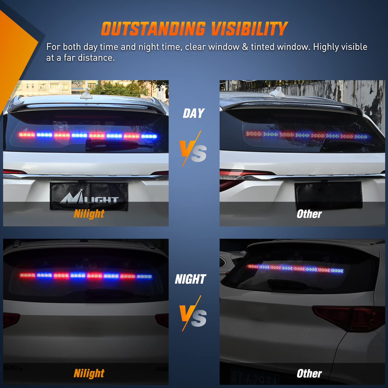 35Inch Nilight LED Traffic Advisor Emergency Strobe Light Bar - 32 LEDs, 21 Flash Patterns for Trucks, Police & Construction Vehicles - Directional Safety Warning Light with Cigar Lighter (Perfect for Roadside Emergencies, Night Work Zones & Vehicle Breakdowns)