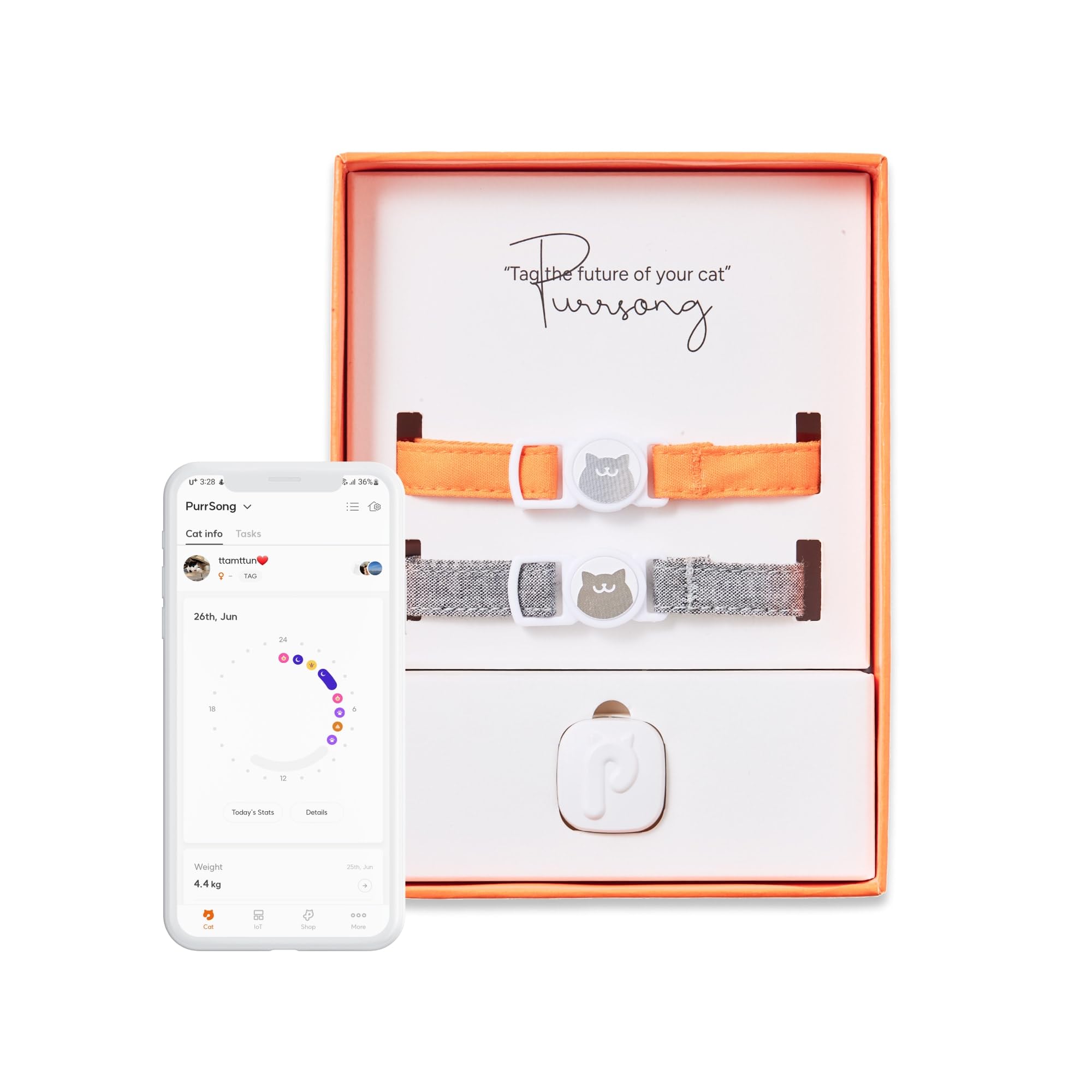 LavvieTAG Smart Cat ID Tag with Activity Tracker & Health Monitoring App | Lightweight (0.01lbs) GPS Pet Tracker with Charger & 2 Straps | Perfect for Indoor/Outdoor Cats, Fitness Tracking & Lost Pet Prevention