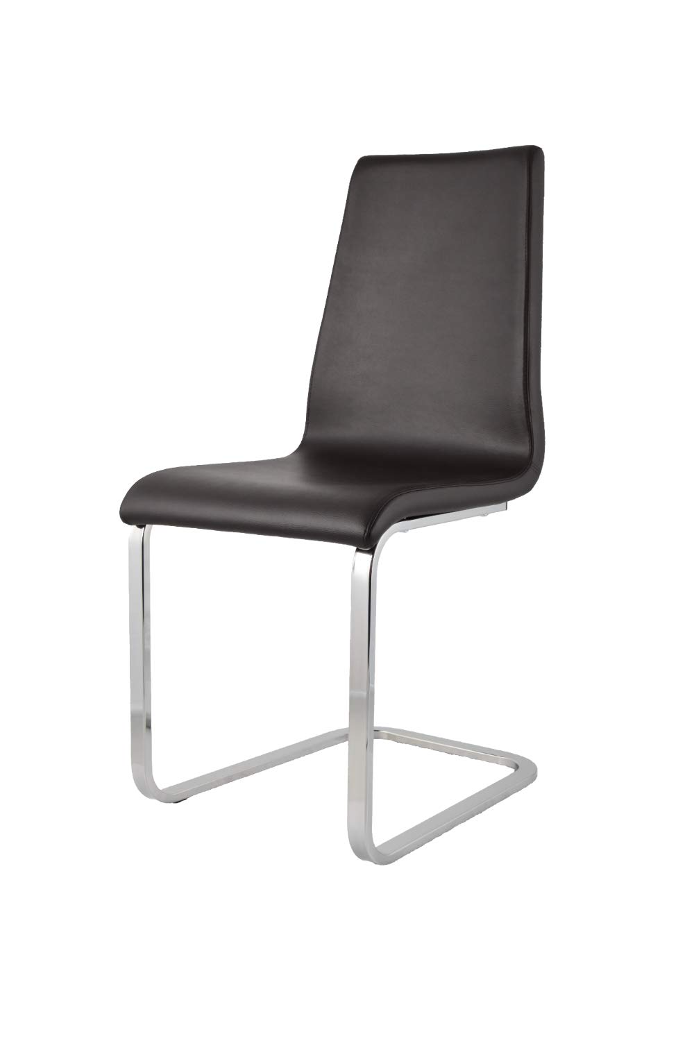 TommyChairs Berlin Style Cantilever Chair with High-Strength Chrome Steel Legs & Multi-Layer Wood Seat, Mocha Faux Leather Upholstery - Modern Dining Room, Living Room, Office Furniture for Home Decor