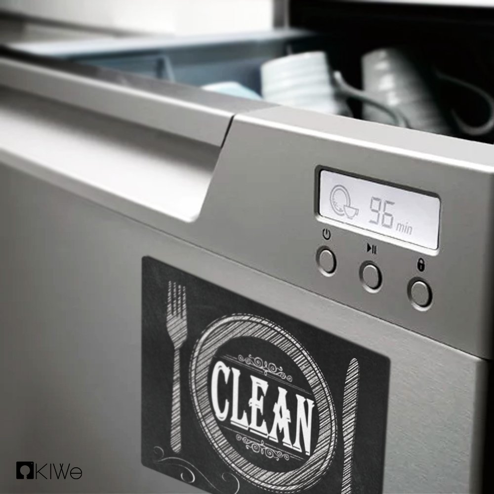 Dishwasher Magnet Clean Dirty Sign - Double Sided Stainless Steel Plate, Flexible Flip 3x4 Inch Black & White Chalkboard - Perfect for Kitchen, Office, or RV Organization