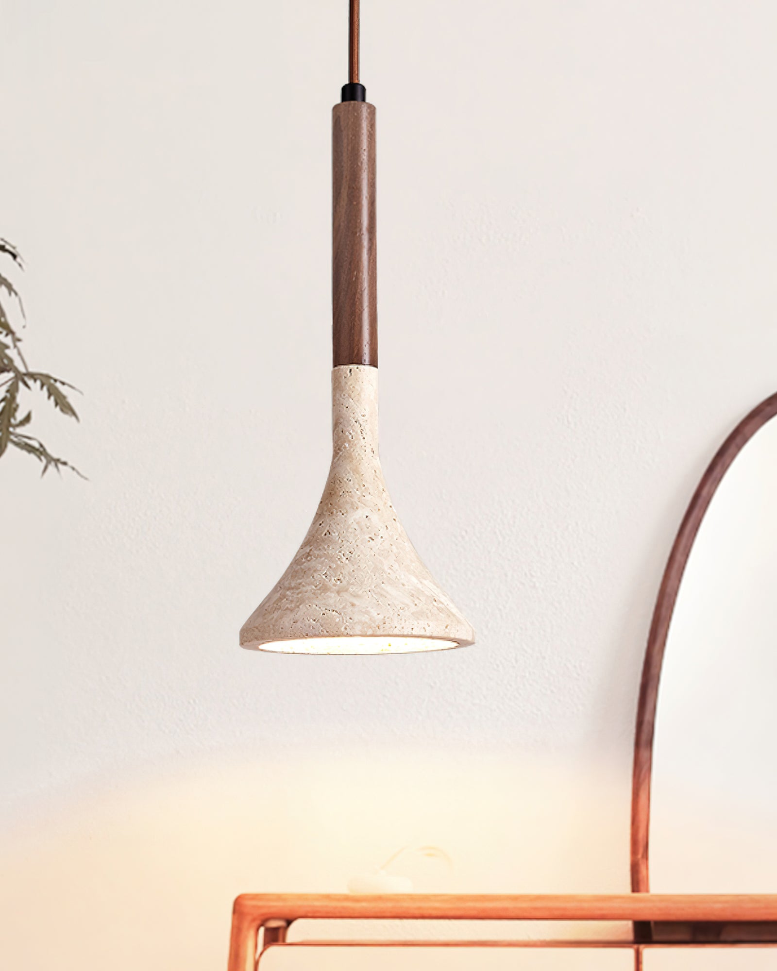 Aplomb Travertine Pendant Light - Modern Natural Stone Hanging Lamp for Kitchen Island, Dining Room & Living Room Decor