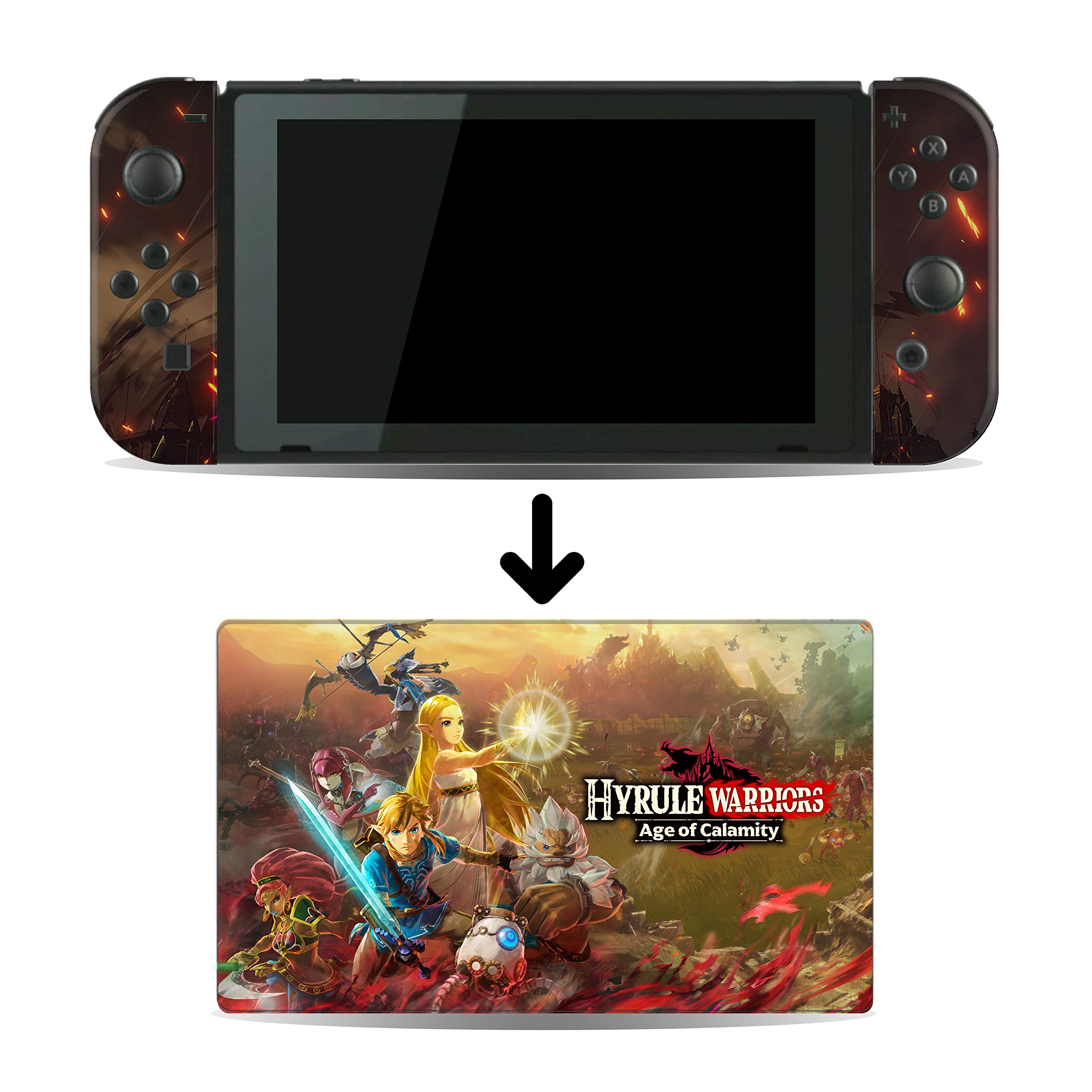 Hyrule Warriors: Age of Calamity Protective Skin Decal for Nintendo Switch Console & Dock - Waterproof Vinyl Cover for Gaming Protection & Style Enhancement | Perfect for Travel, Home Gaming & Collectors