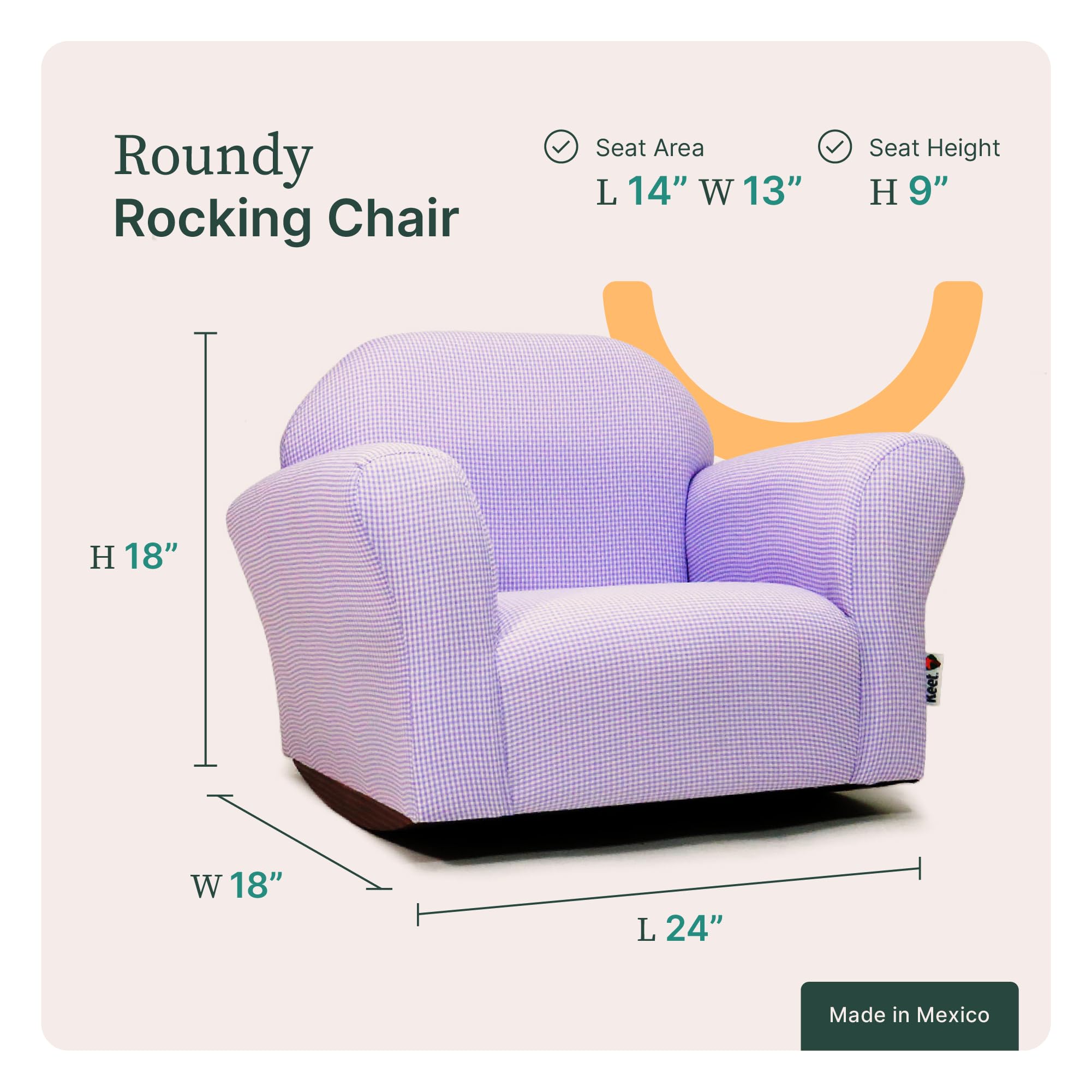 Ergonomic Rocking Chair for Toddlers Ages 2-5 - Microsuede Upholstery with Removable Cover - Sturdy Wooden Frame - Easy to Clean - Perfect for Playrooms, Bedrooms & Nursery Reading Nooks
