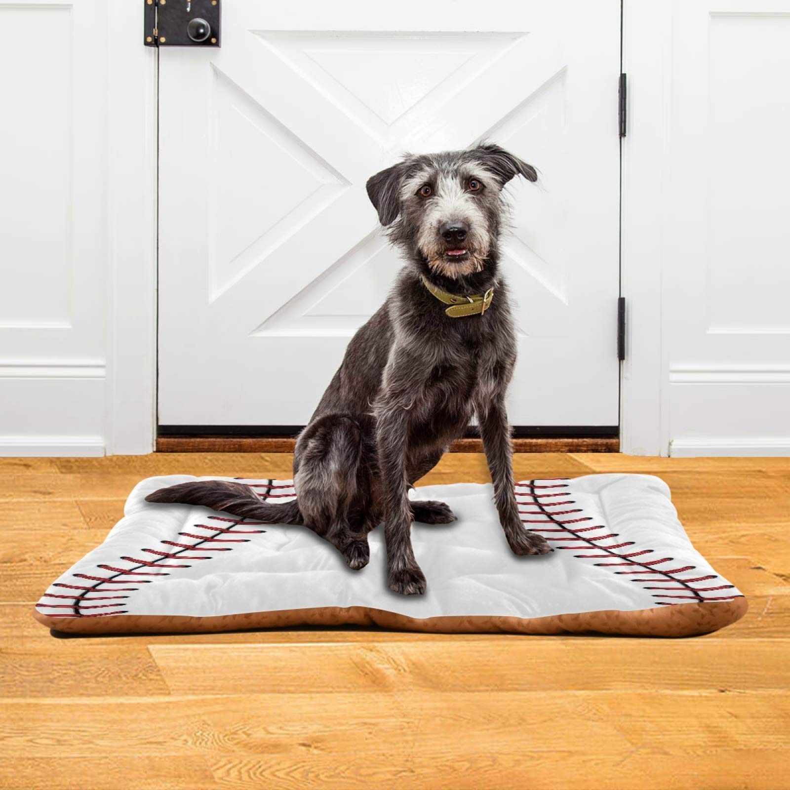 Blueangle Baseball Red Lace Dog Bed Cat Bed - Ultra Soft Rectangle Pet Bed for Small Medium Large Dogs (36