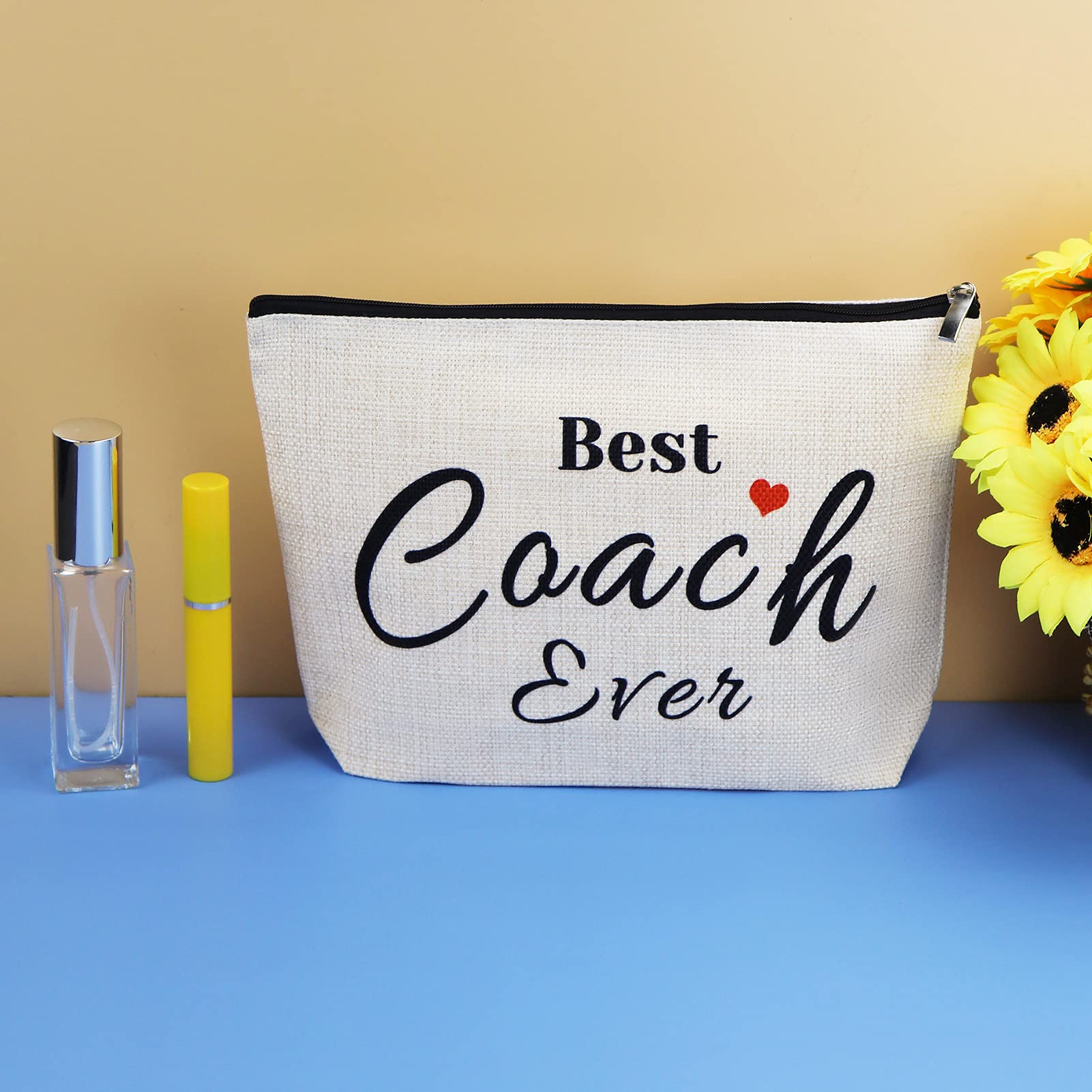Coach Thank You Gifts for Women - Premium Makeup Cosmetic Bag | Perfect Appreciation Birthday Gift for Soccer, Football, Cheer, Baseball, Volleyball, Swim, Dive & Gym Coaches | Versatile Toiletry Case & Travel Pouch for Sports, Work & Daily Use