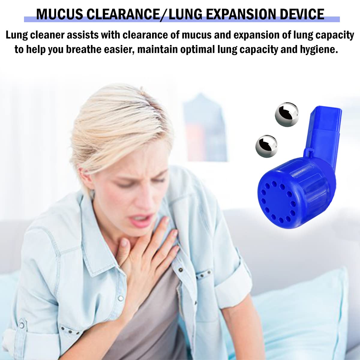 Mucus Clearance & Lung Exerciser Device - Breathing Therapy Aid for COPD, Asthma & Respiratory Health (2 Balls) - Perfect for Home Use, Post-Surgery Recovery & Daily Lung Cleansing