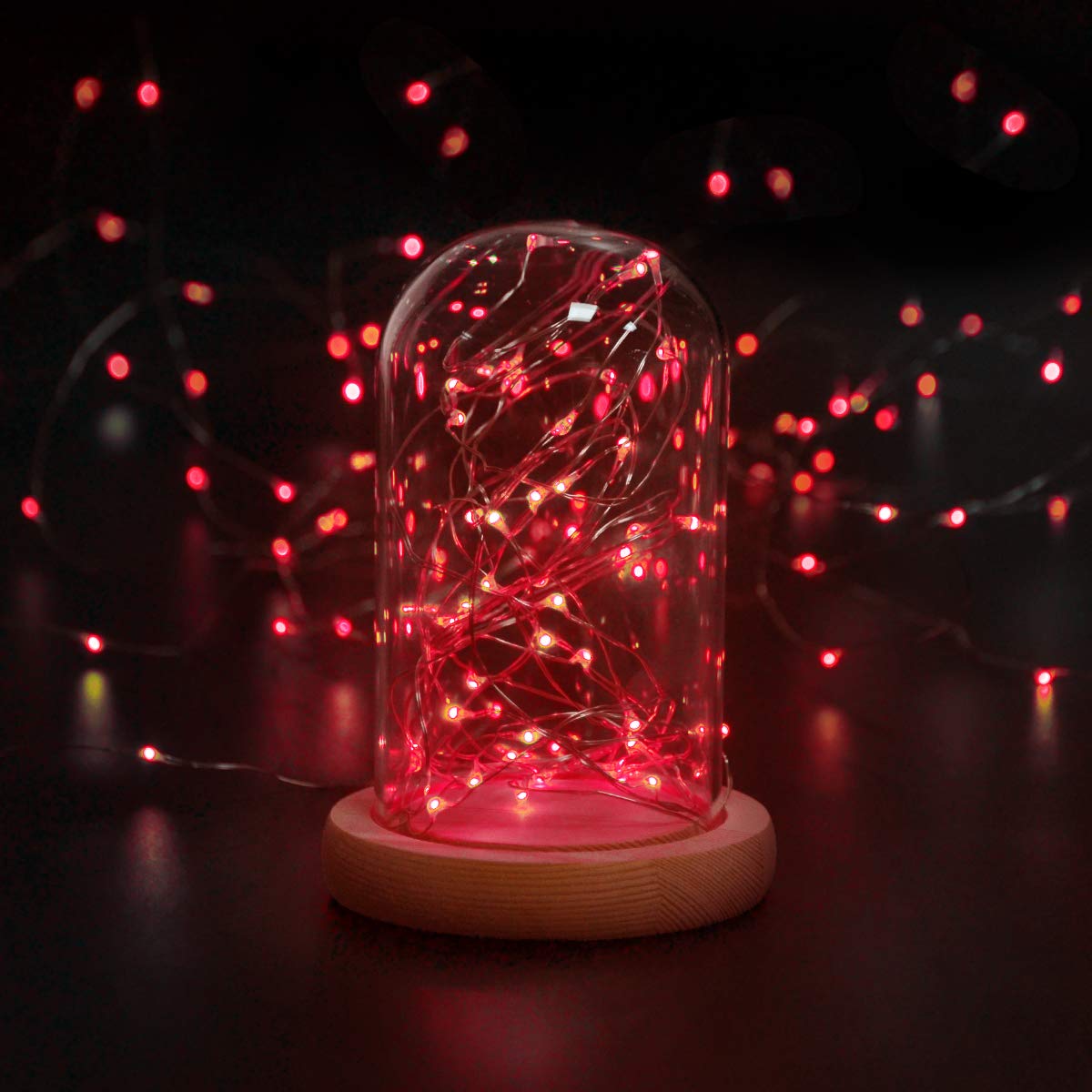 Valentine's Day LED Fairy Lights - 16ft 50 LED Battery Operated Starry Lights for Bedroom, Christmas, Wedding & Party Decorations - Romantic Ambiance Lighting for Home, Centerpiece & Holiday Decor (Red)