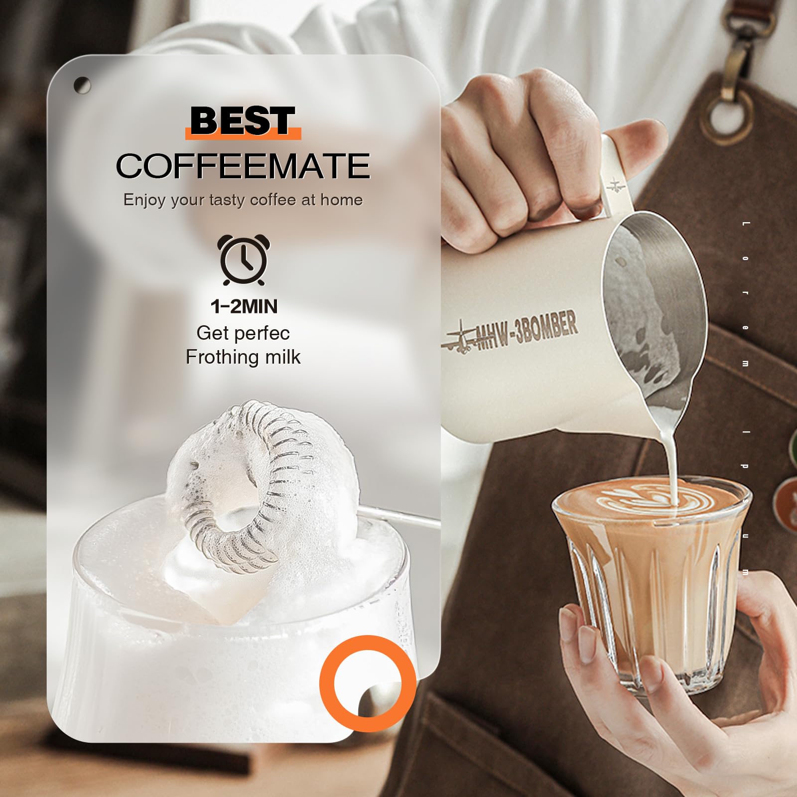 Rechargeable Handheld Electric Milk Frother - 3 Speed Adjustable with 2 Stainless Steel Whisk Attachments for Coffee, Matcha, Latte, Cappuccino & Hot Chocolate (Black) | Perfect for Home Baristas & Coffee Lovers