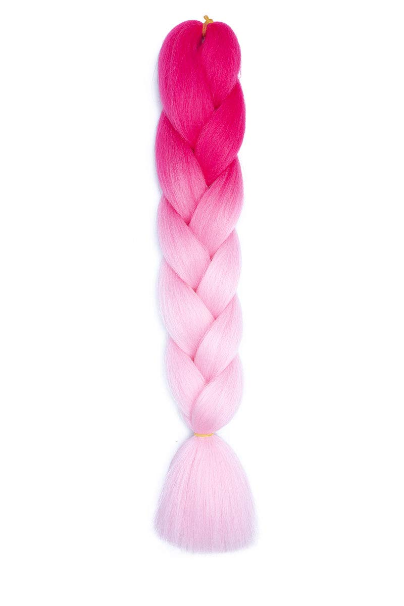Ritzkart Ultra Braid 24 Inch Raw Hair Braiding Hair for Wigs, Hair Extensions & Dreadlocks - Dark to Light Pink (B40) | Perfect for Styling, Cosplay & Protective Hairstyles